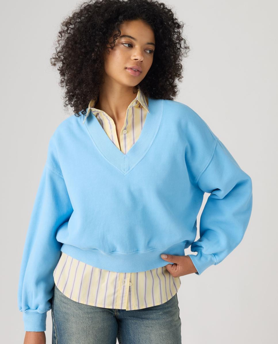 Sweatshirt com decote em bico Cinzento-claro-4