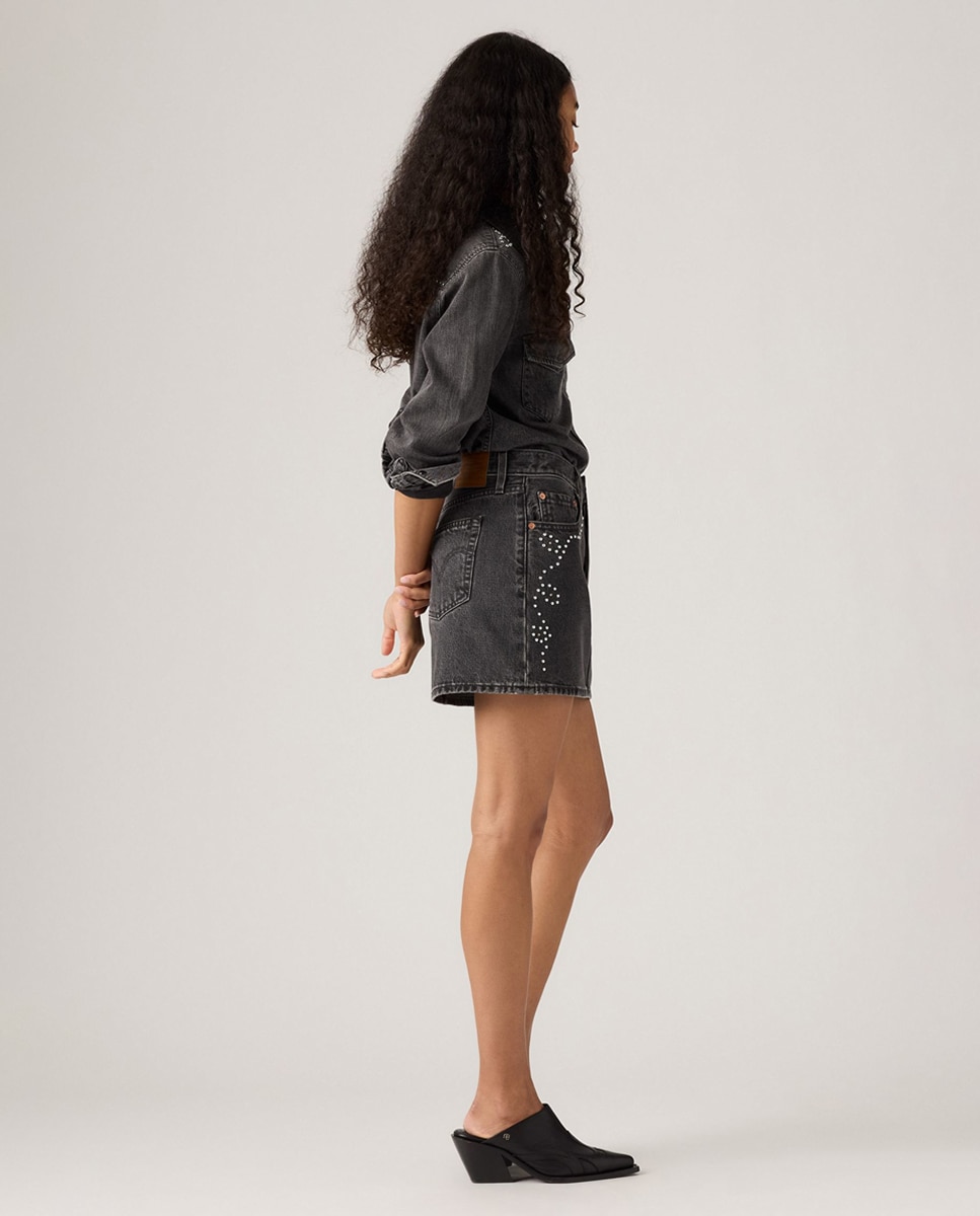 Saia Curta de Ganga de Algodão Preto-4