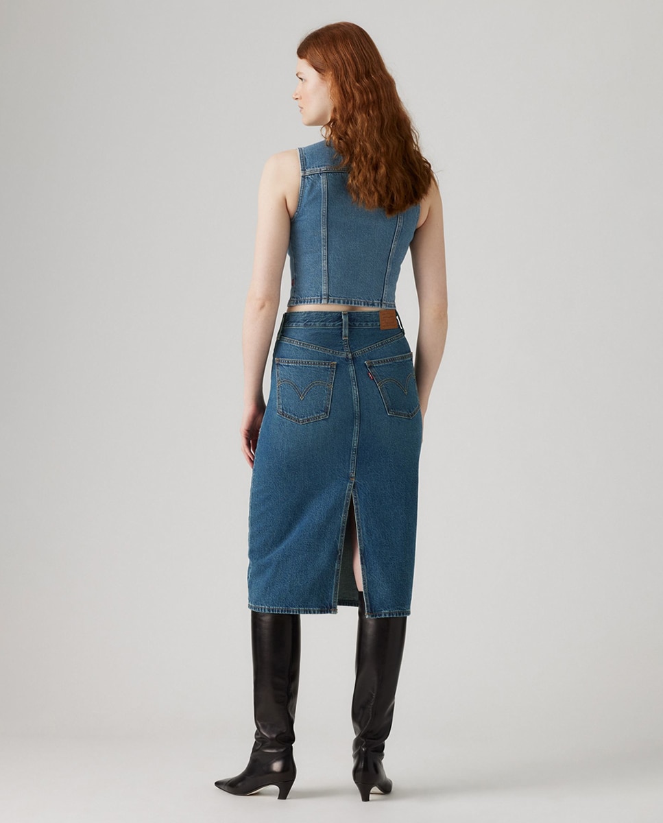 Saia Midi de Ganga Slim Azul-2