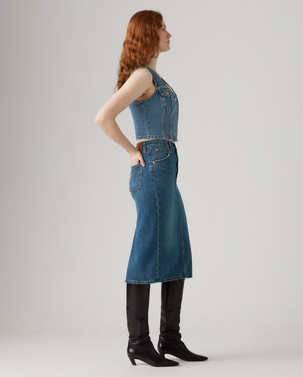 Saia Midi de Ganga Slim Azul-4