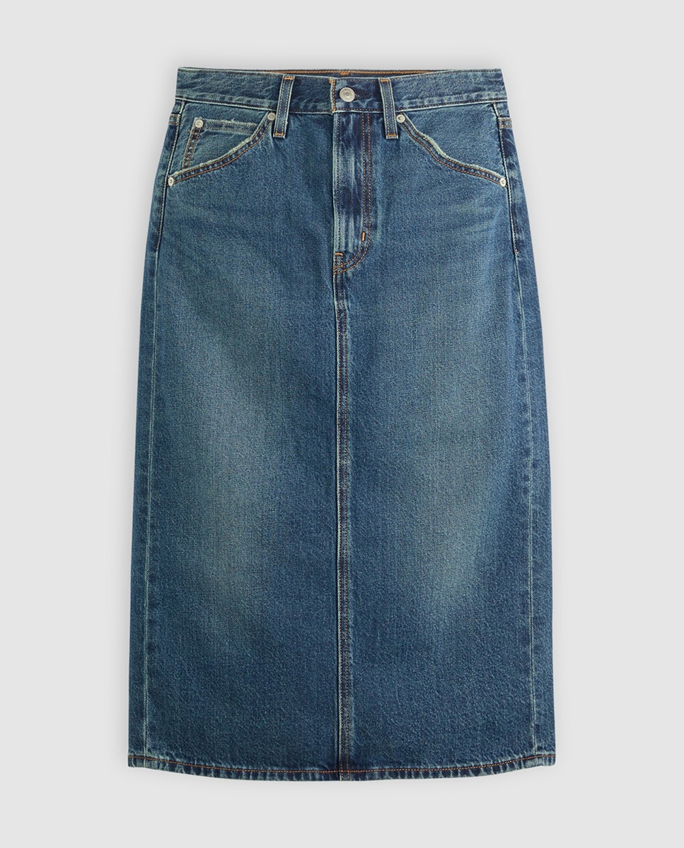 Saia Midi de Ganga Slim Azul-6