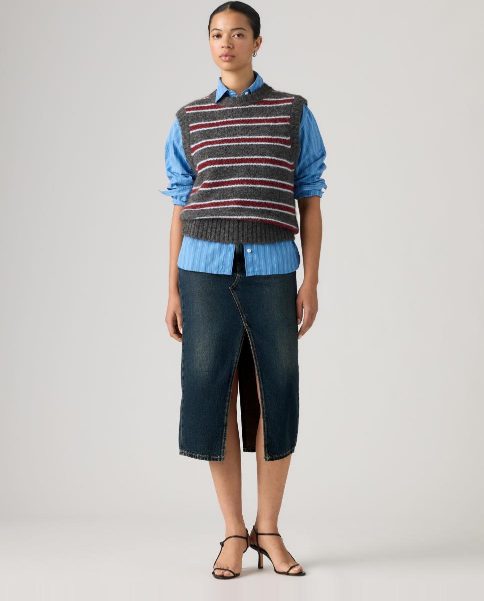 Saia de Ganga Midi Decon Slit Azul-marinho-4