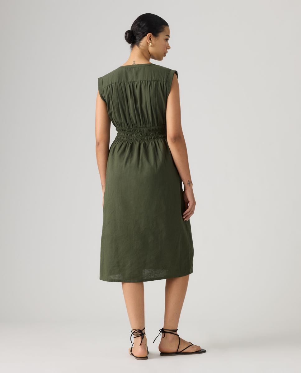 Vestido midi sem mangas Verde-escuro-2