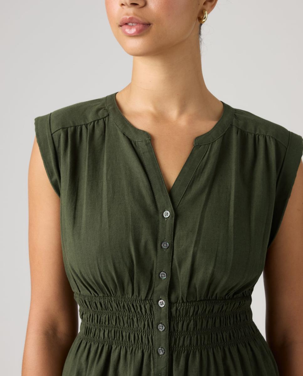 Vestido midi sem mangas Verde-escuro-3