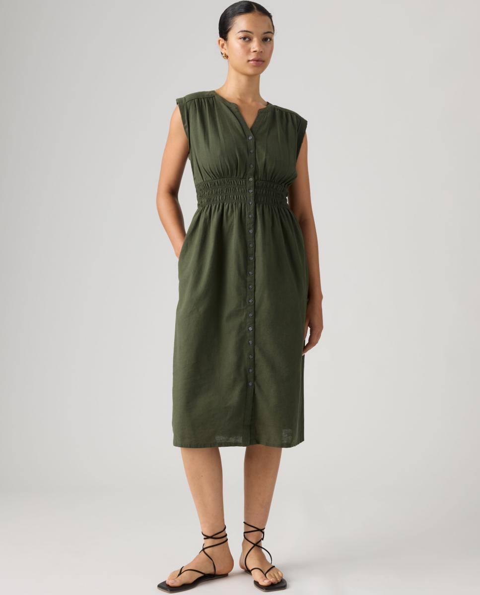 Vestido midi sem mangas Verde-escuro-4