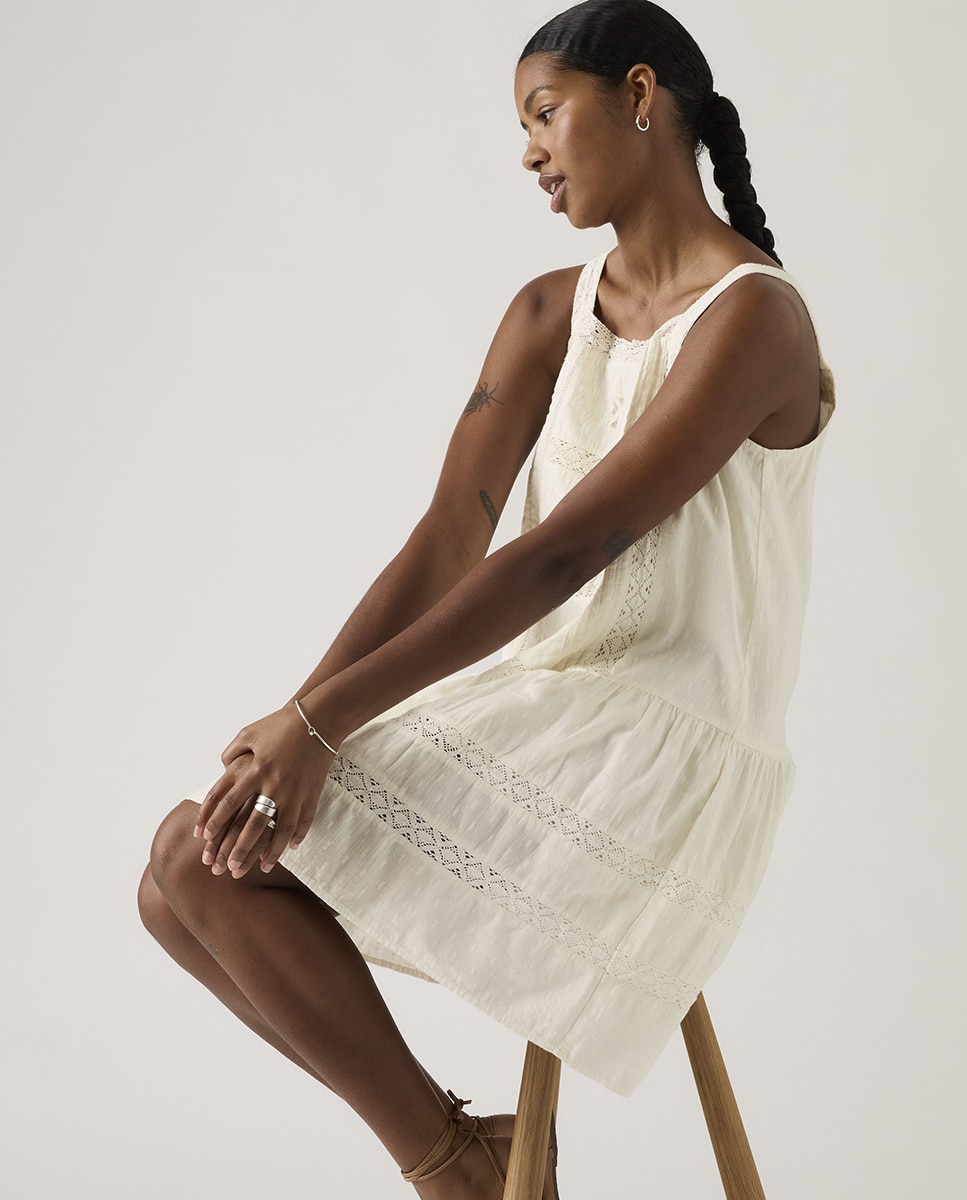 Vestido curto de alças Branco-3