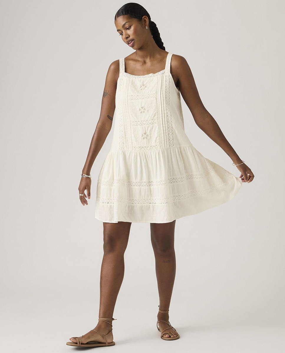 Vestido curto de alças Branco-4