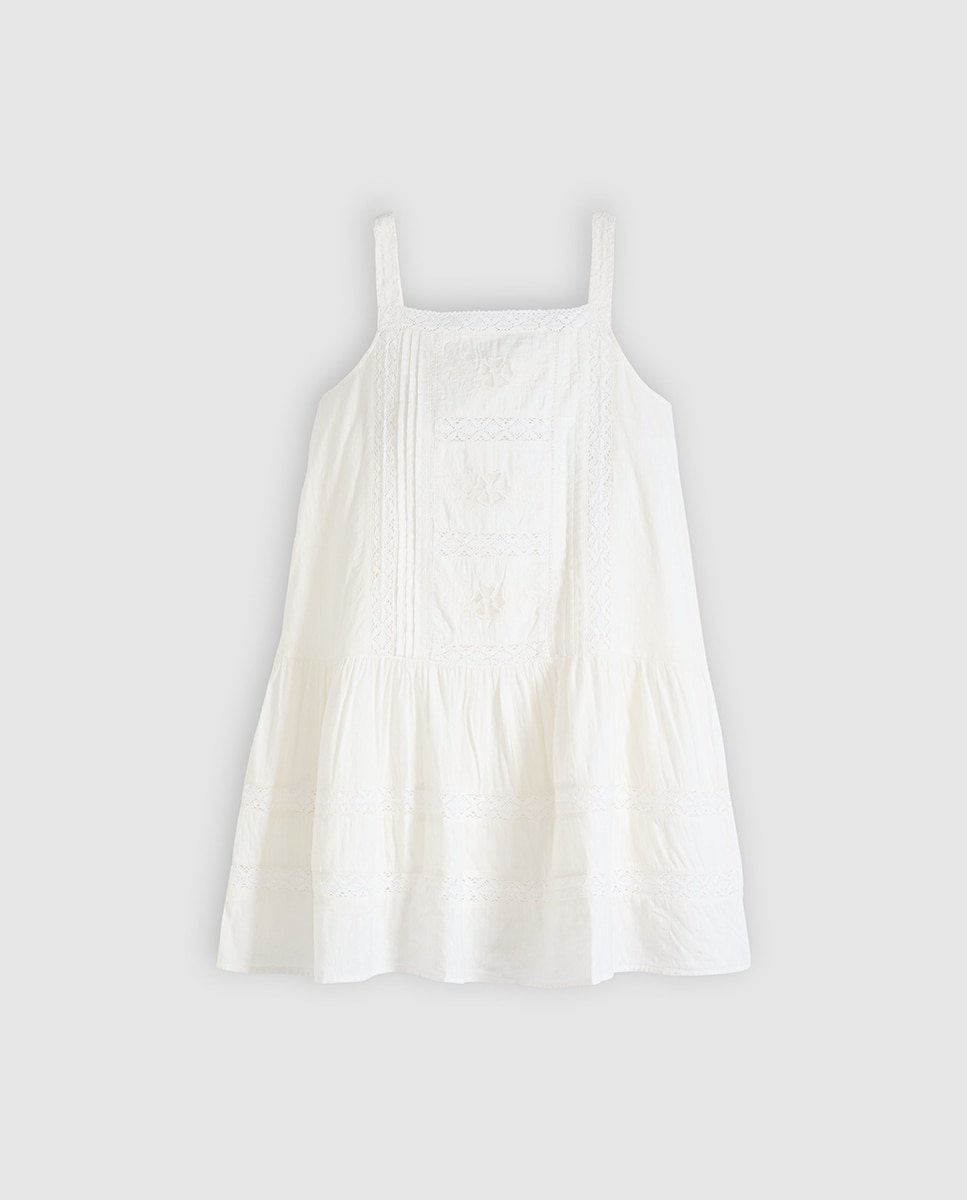 Vestido curto de alças Branco-5