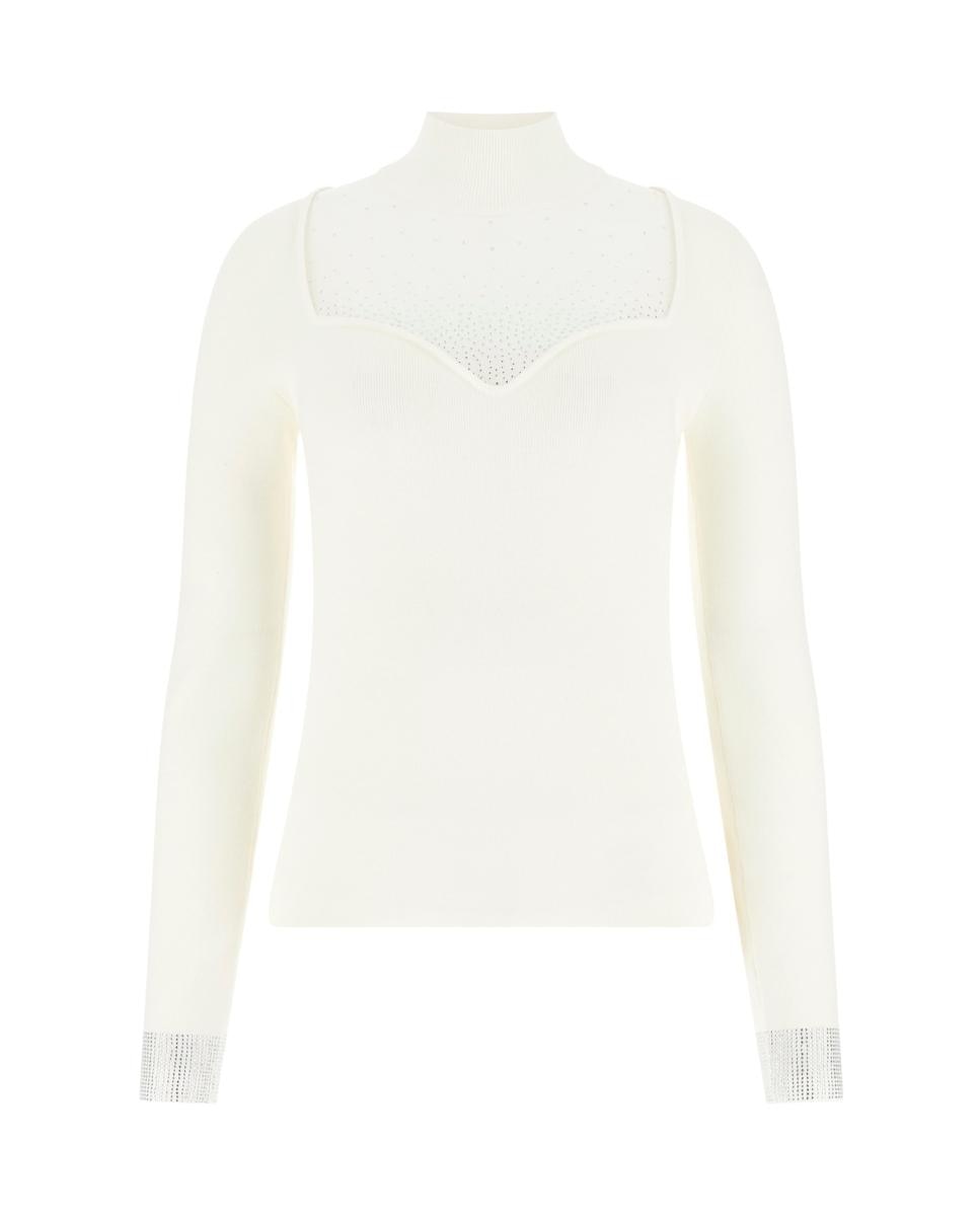 Camisola de malha com manga comprida Creme-5