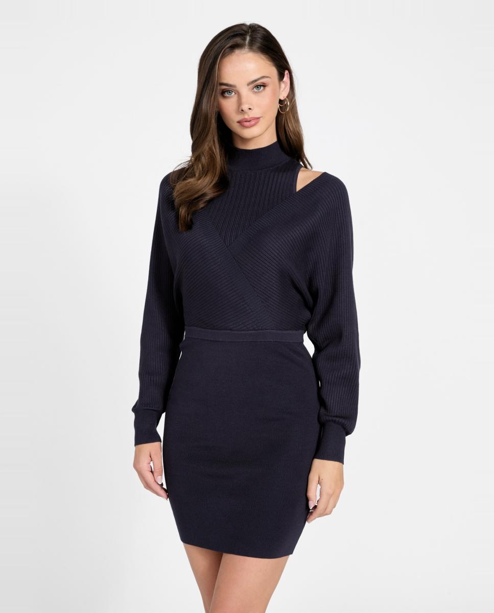 Vestido Curto de Malha Azul-índigo-2