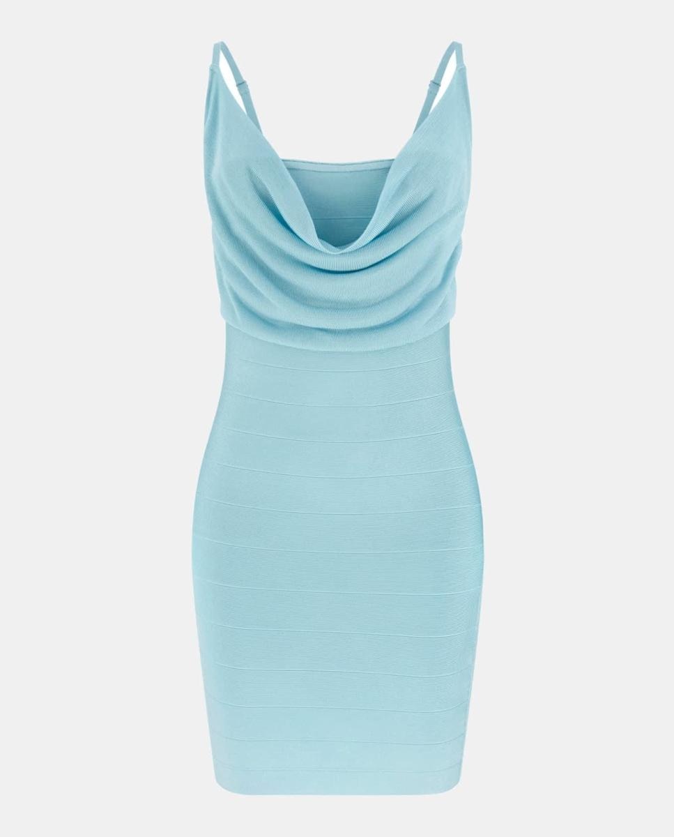 Vestido curto de mulher Azul-4