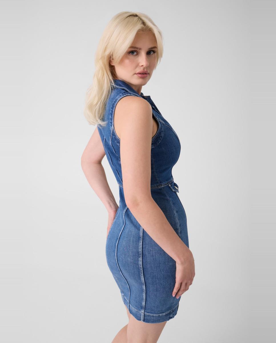 Vestido sem Mangas Azul-4
