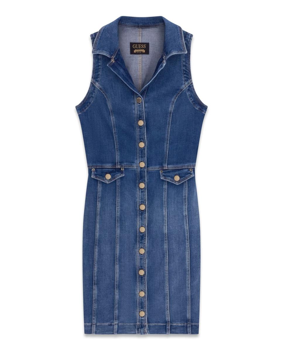 Vestido sem Mangas Azul-5