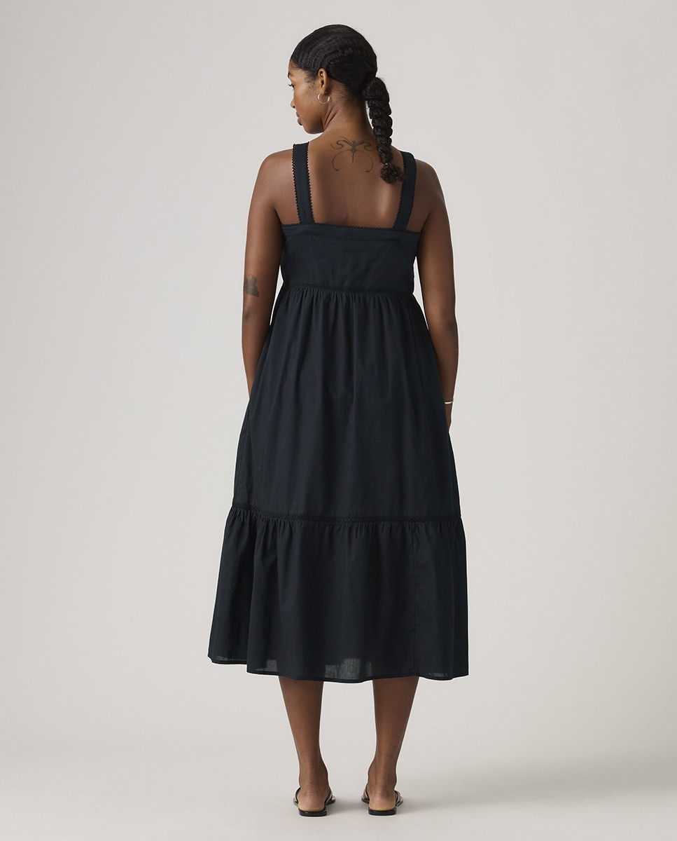 Vestido comprido de alças Preto-2