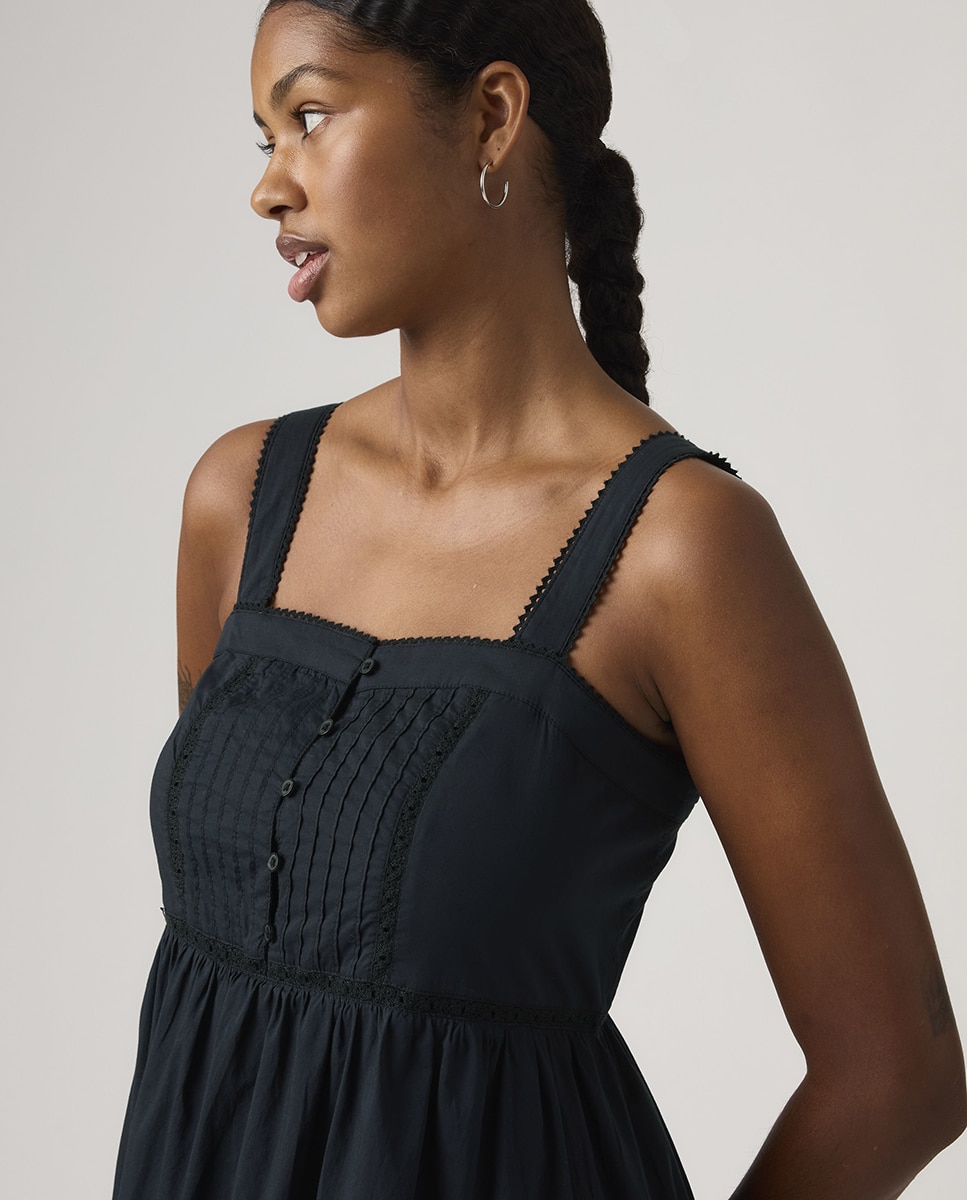 Vestido comprido de alças Preto-3