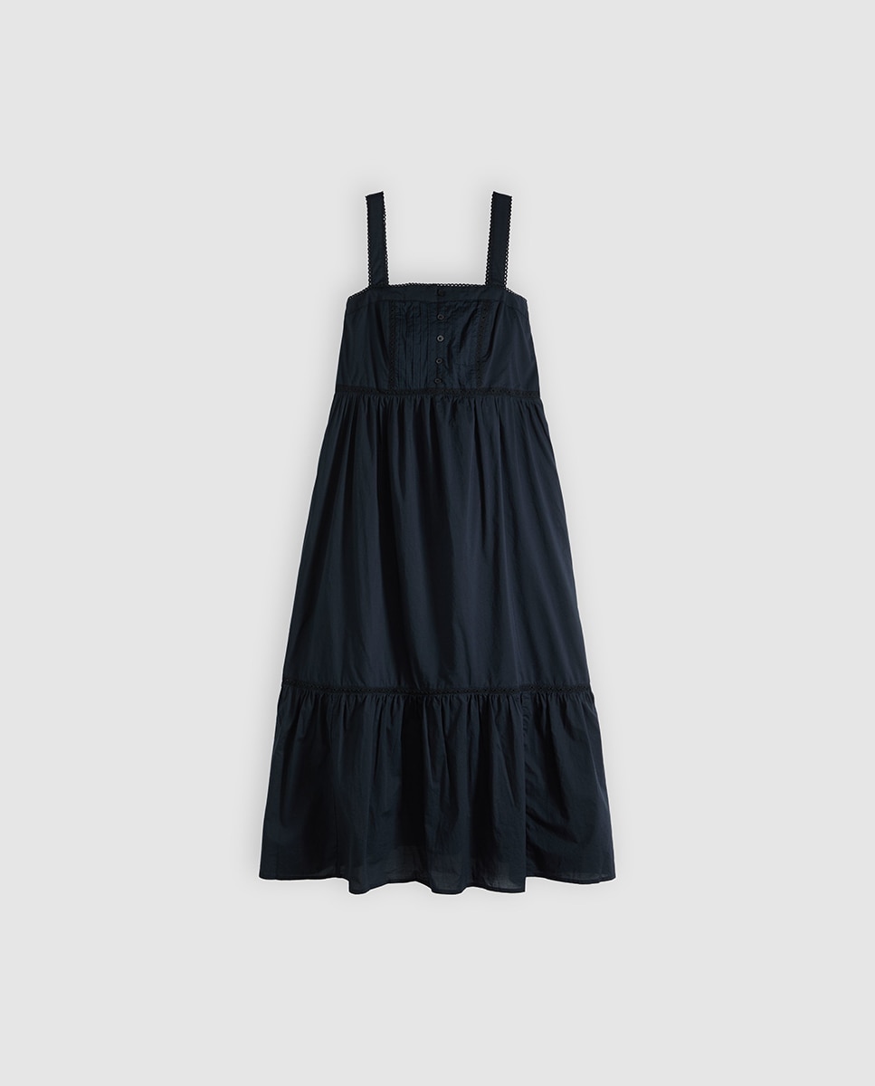Vestido comprido de alças Preto-5