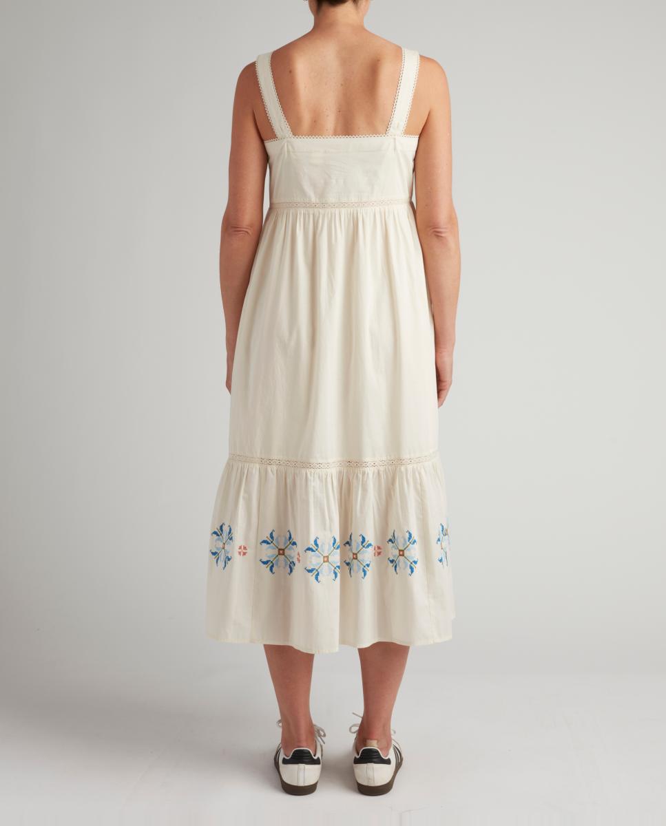 Vestido comprido de alças Creme-2