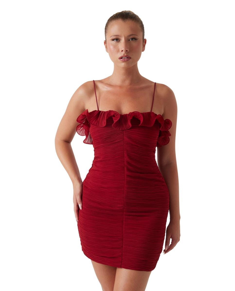 Vestido Curto de Alças Vermelho-2