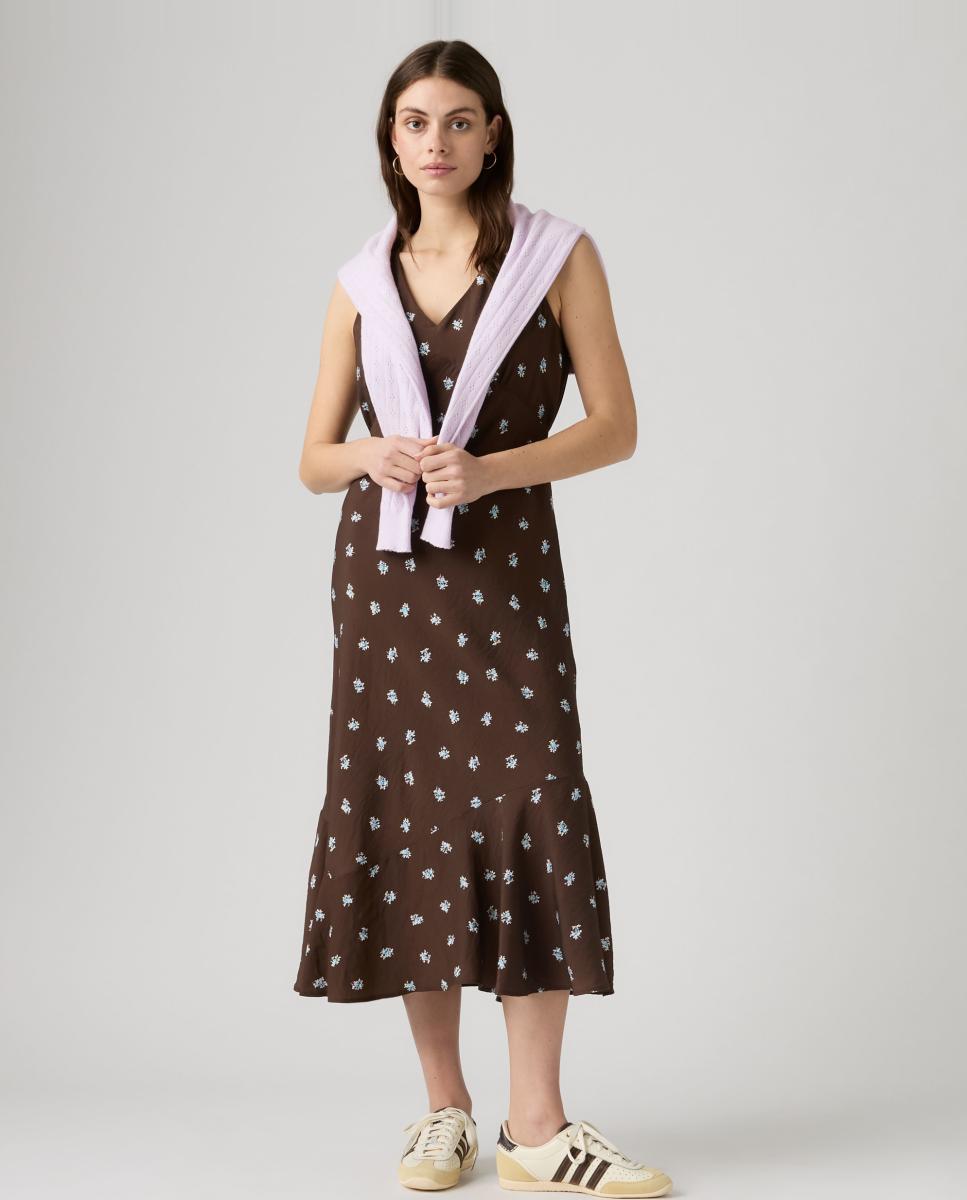 Vestido comprido sem mangas Castanho-escuro-4