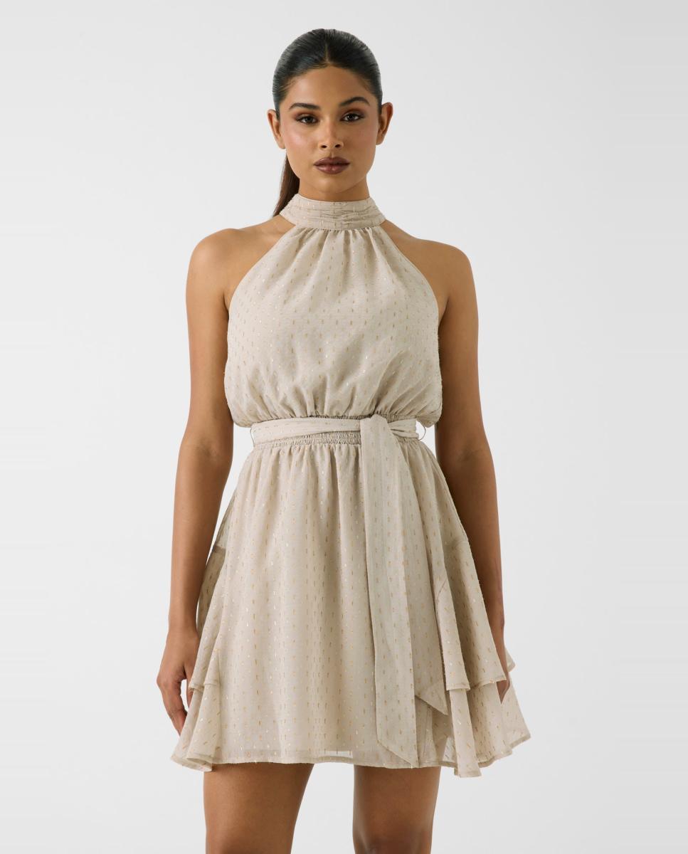 Vestido sem Mangas Bege-2