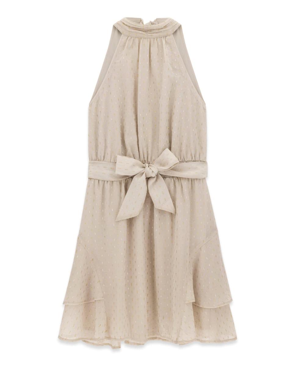 Vestido sem Mangas Bege-5