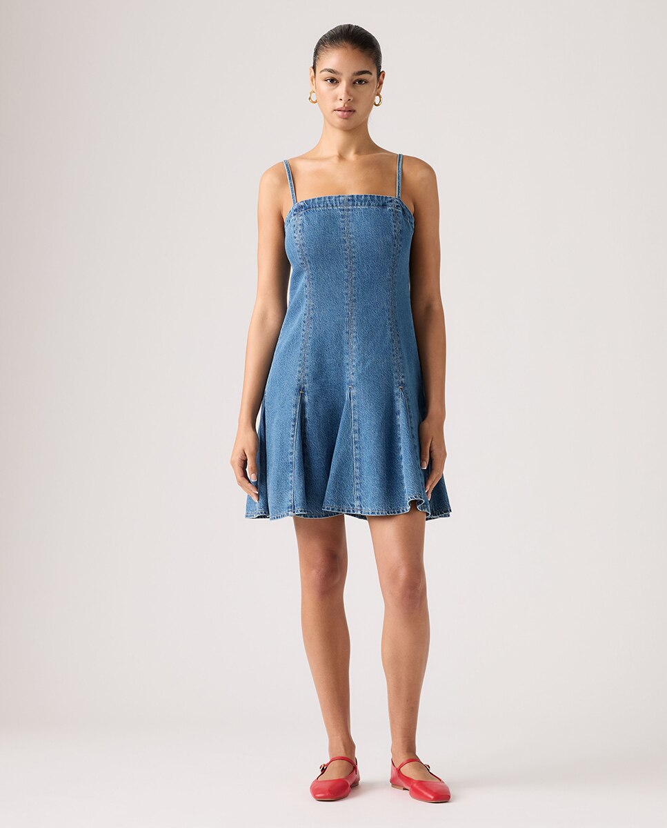 Imagem 0 de Vestido de Ganga Curto com Alças