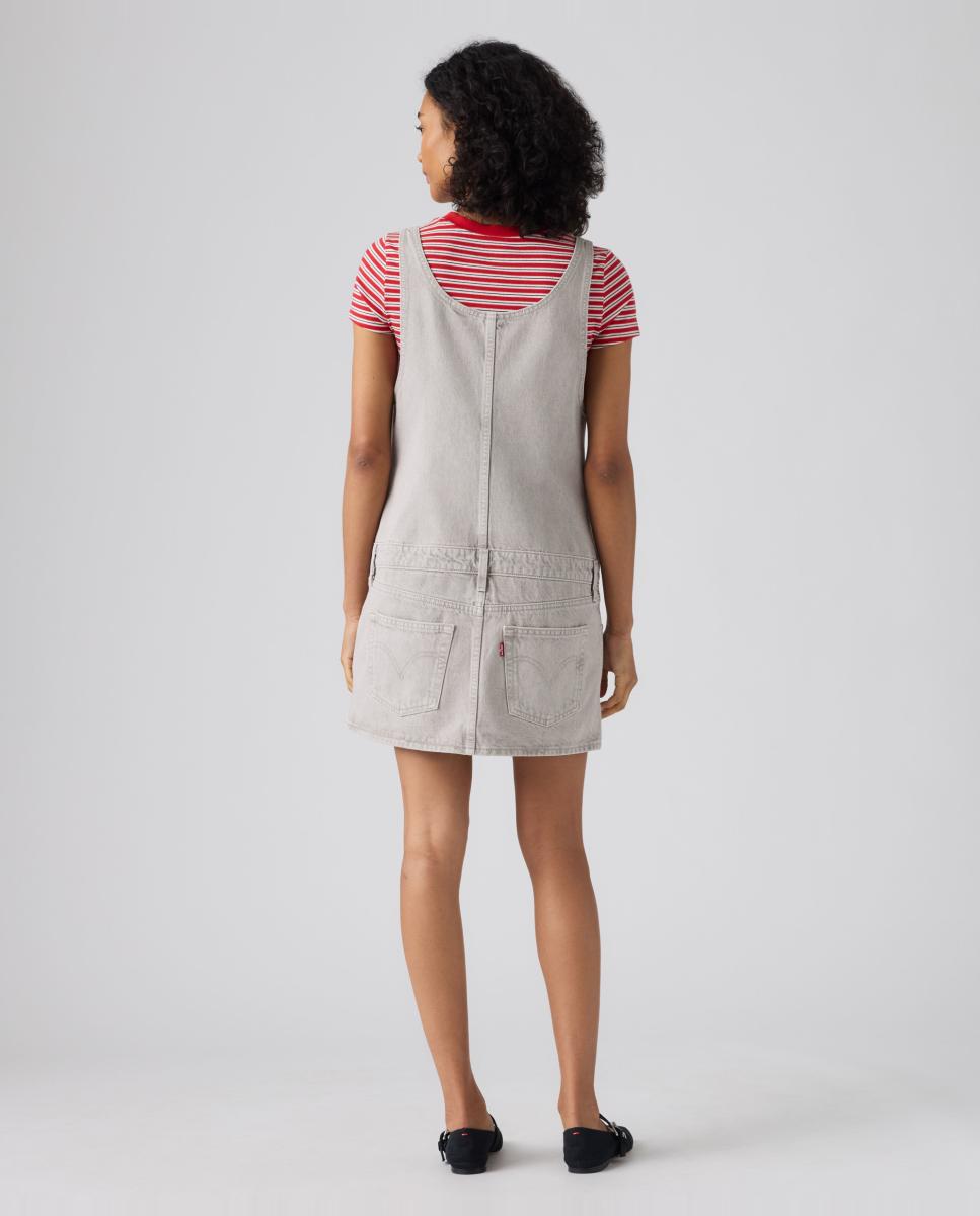 Vestido Curto de Ganga sem Mangas Bege-2