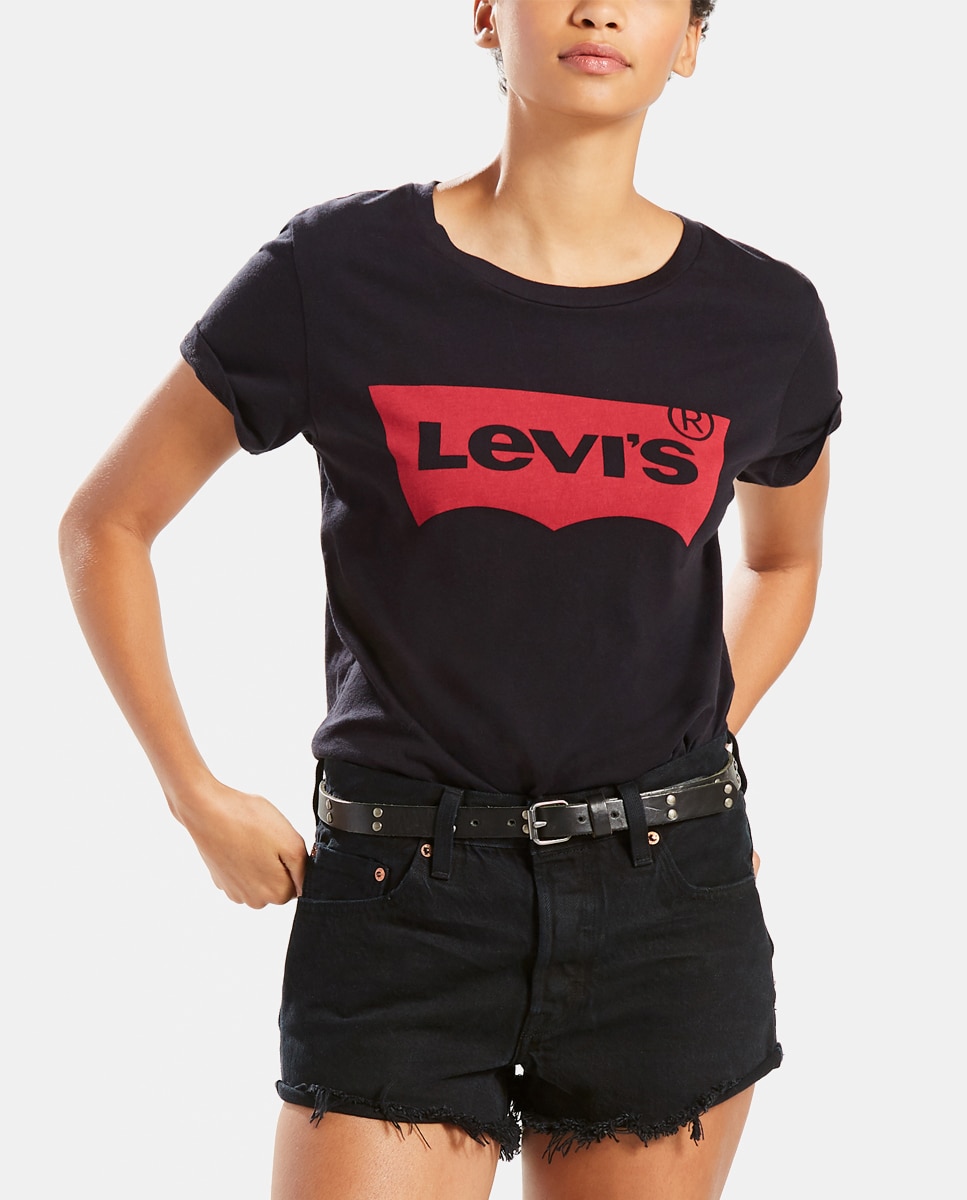 T-shirt de mulher Levi's com logótipo e manga curta Preto-1