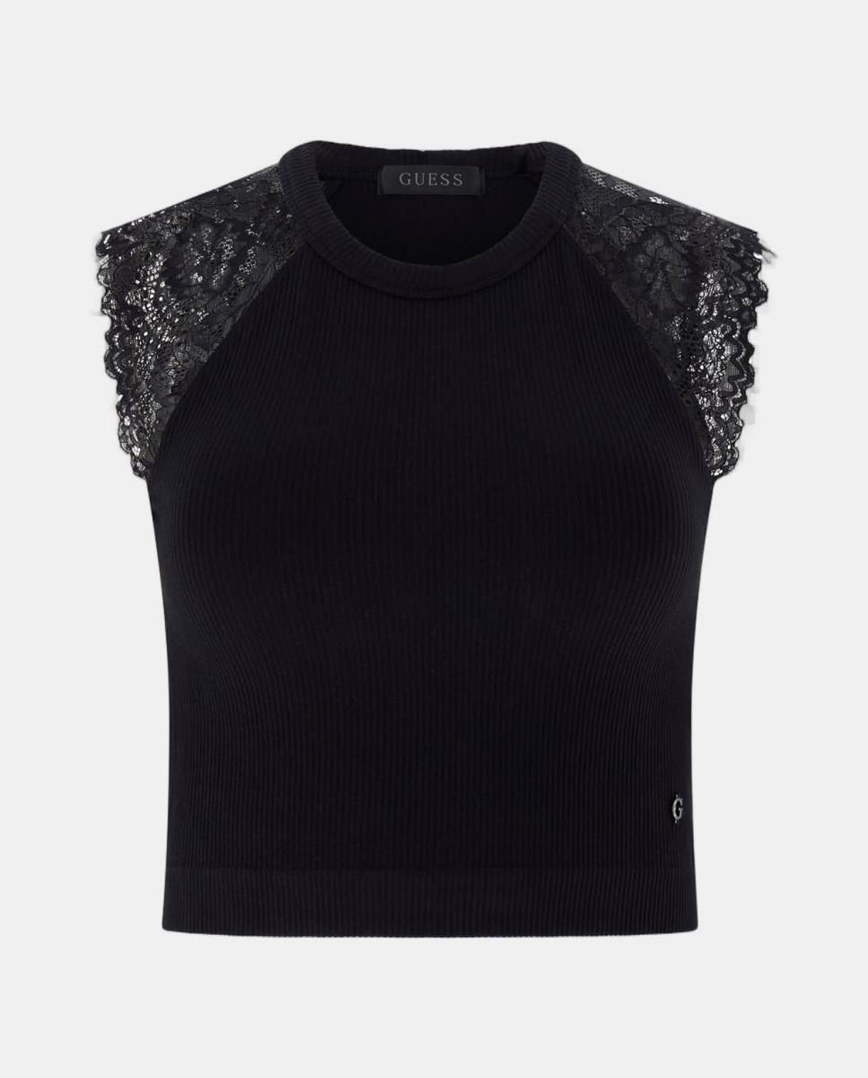 T-shirt sem mangas Preto-5