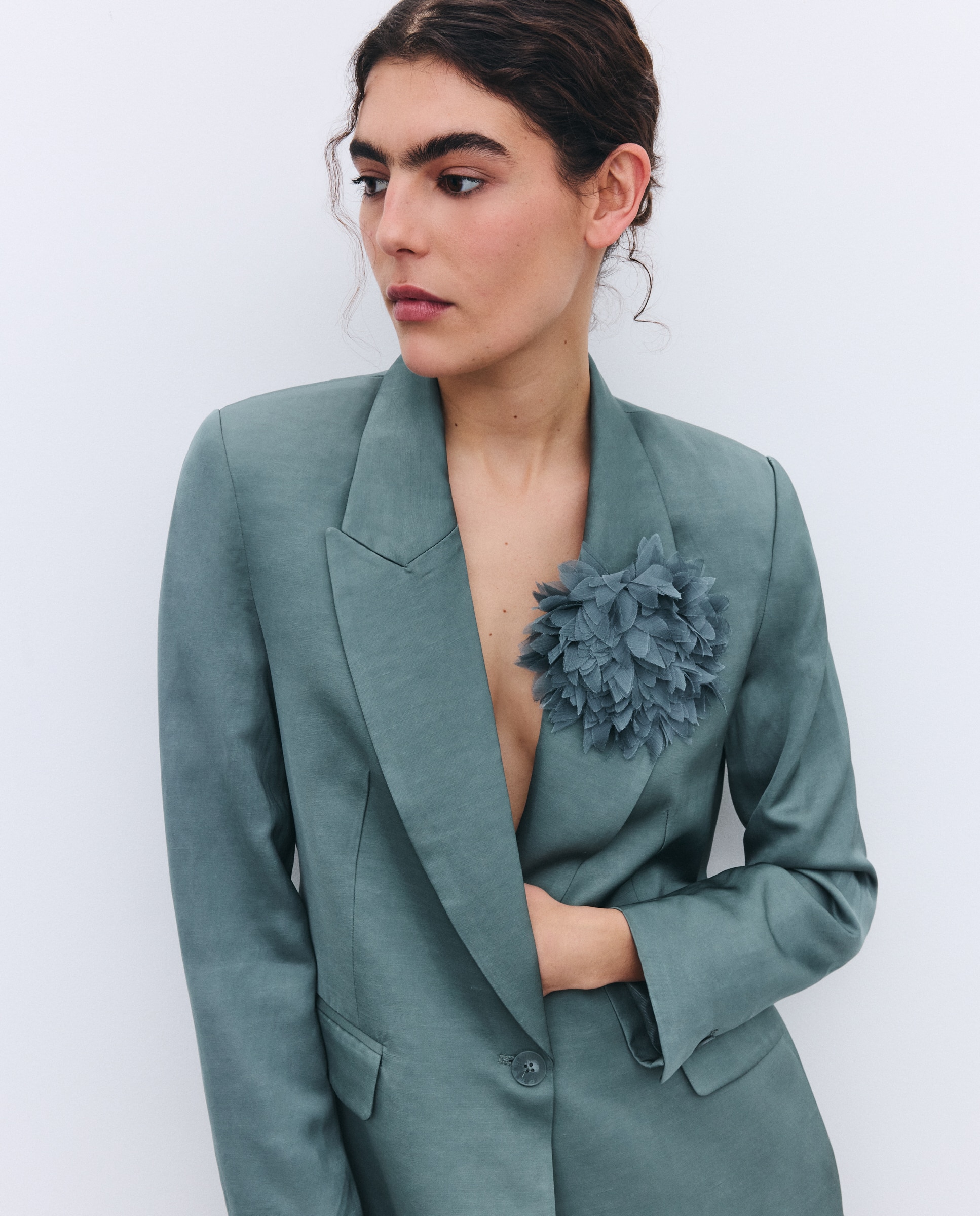Imagem 0 de Blazer de Fato Acetinado com Estampado Floral