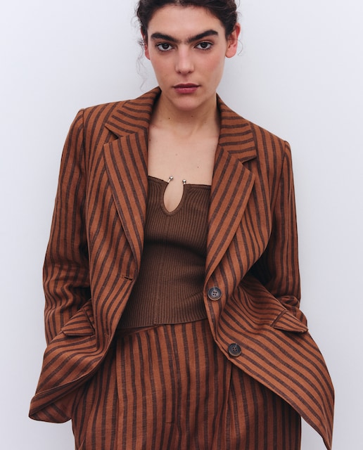 Blazer de mujer lino con rayas