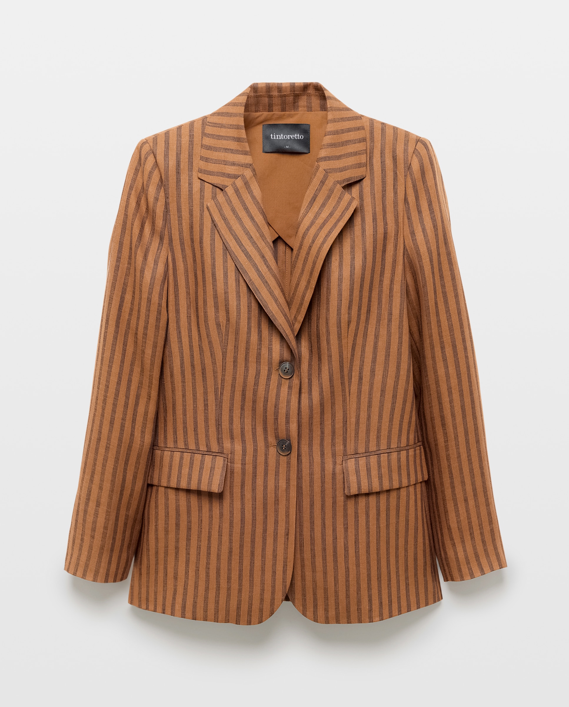Blazer de Linho às Riscas 740 Tabaco-5