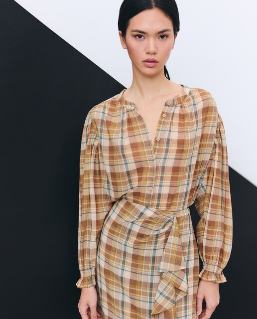 Blusa de manga larga estampada de mujer
