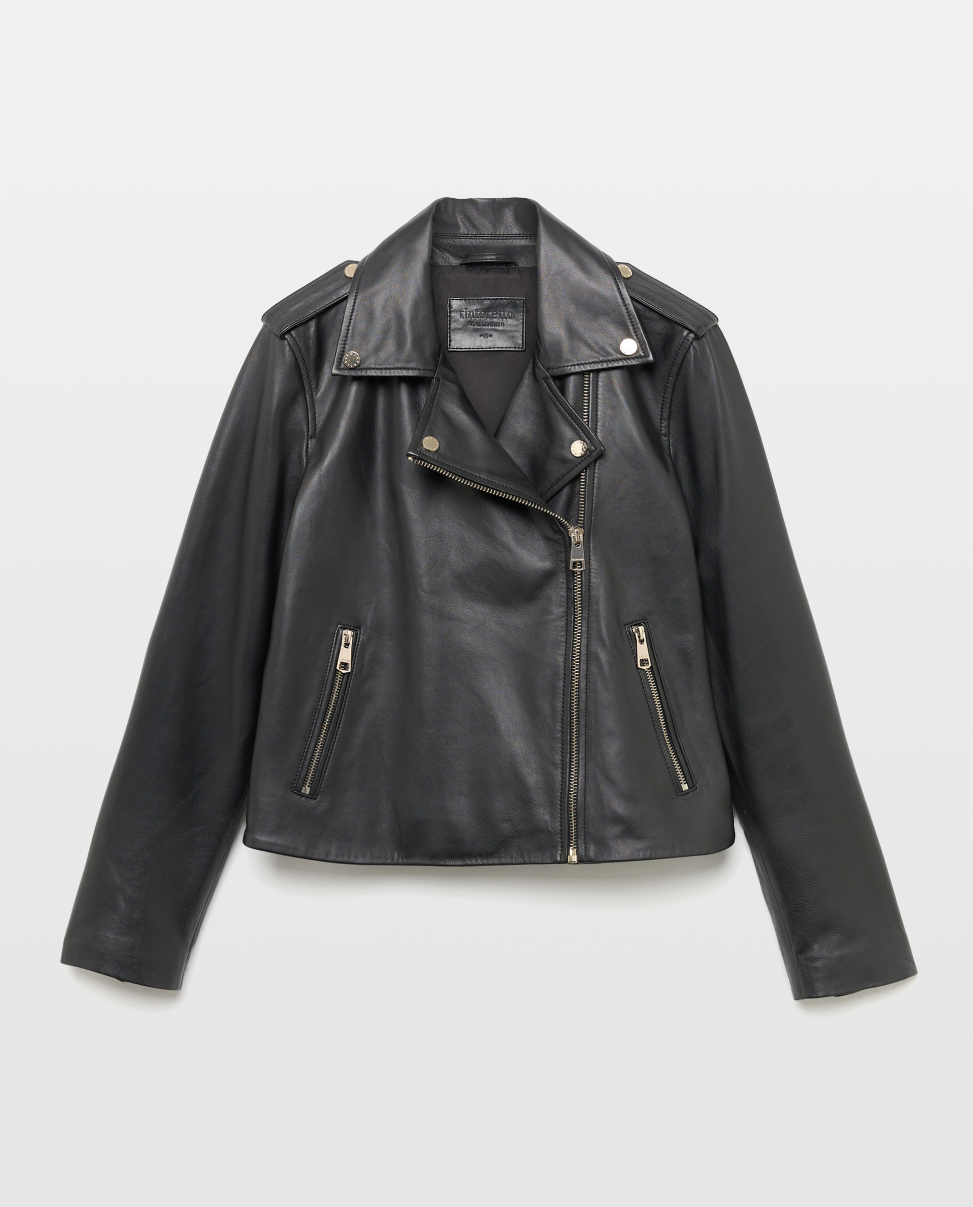 Blusão Biker em Pele com Aba e Mini Bolso Preto-5