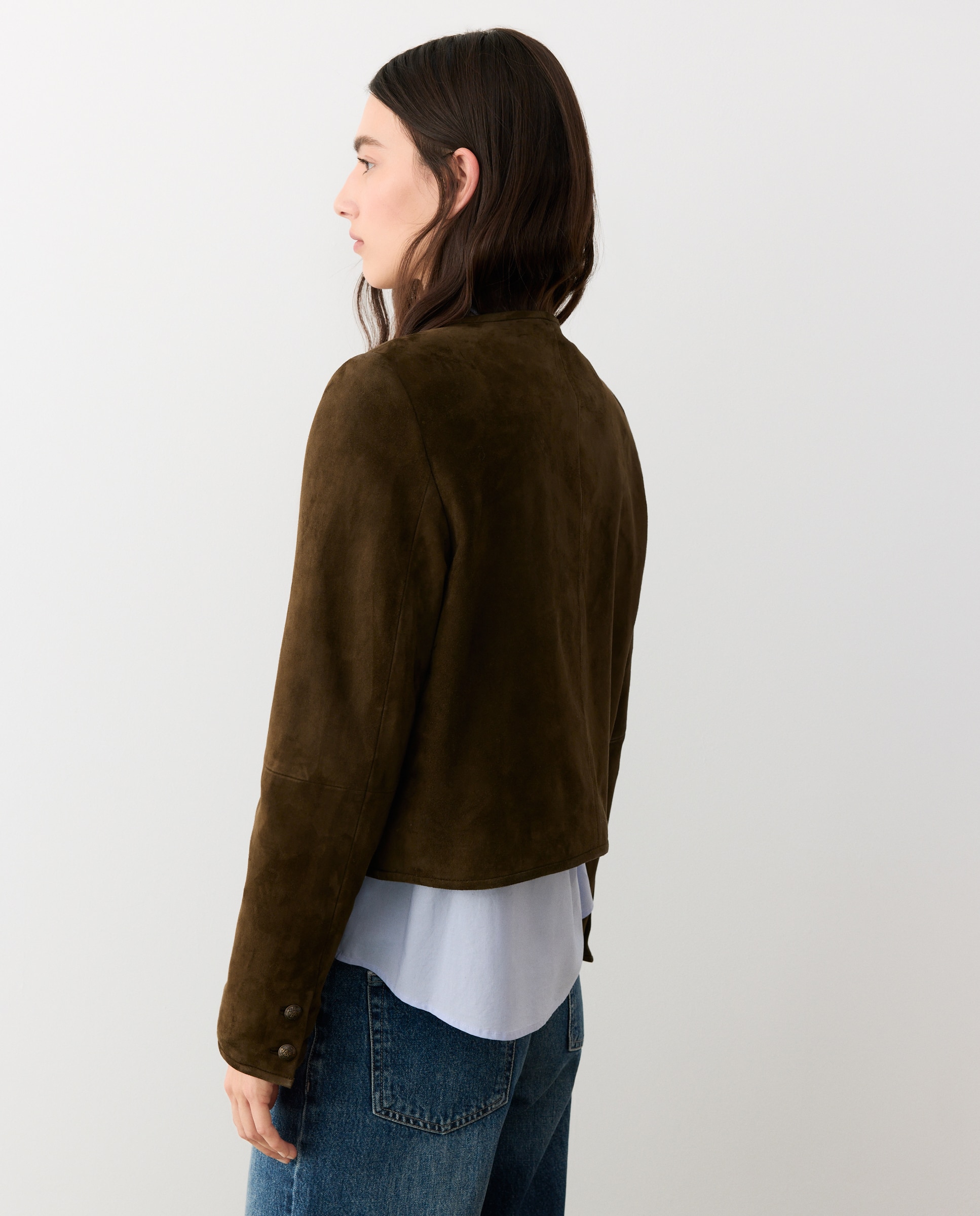 Chaqueta de mujer de cuello caja de ante - Tintoretto - 520 Kaki 520 Kaki-4