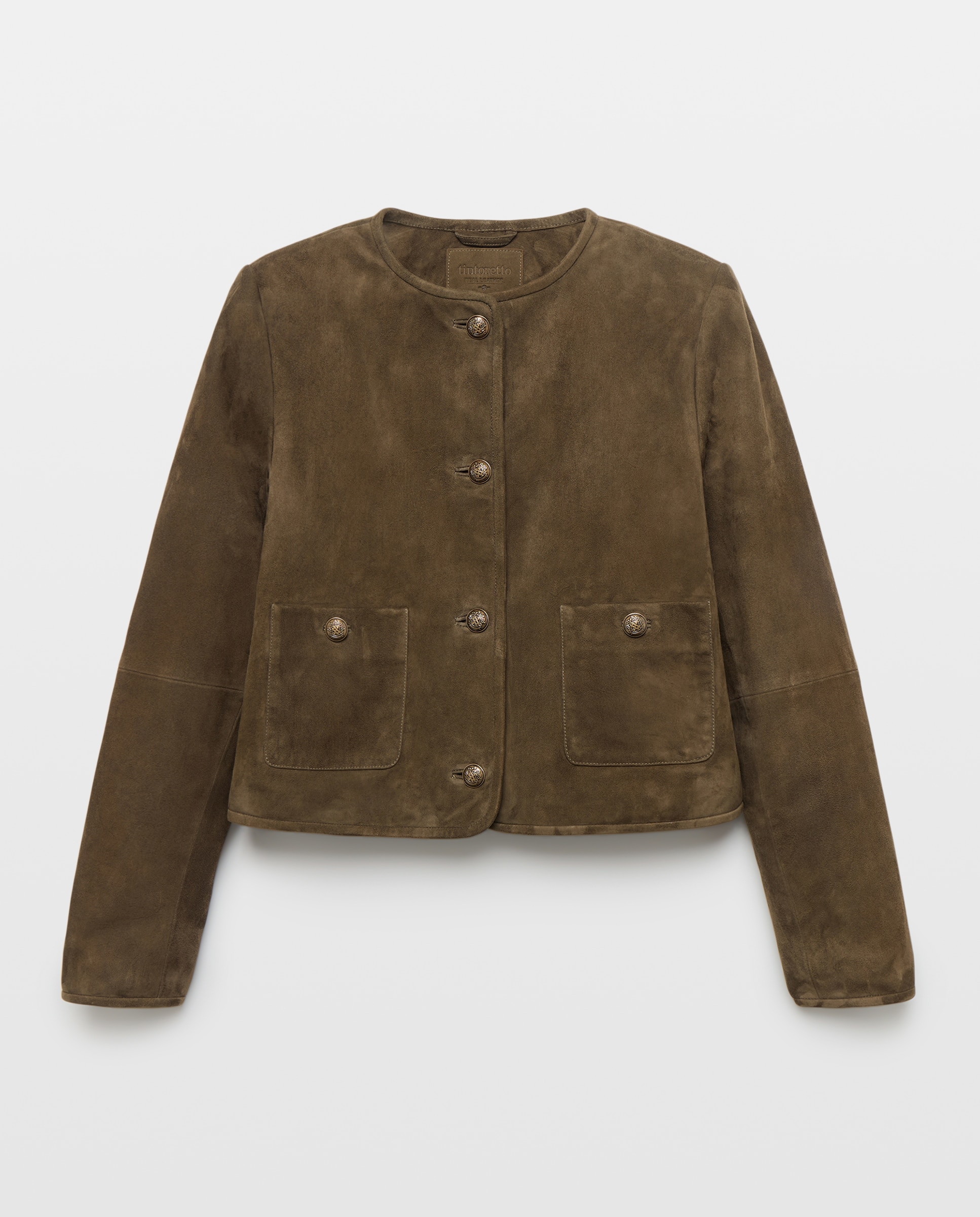 Chaqueta de mujer de cuello caja de ante - Tintoretto - 520 Kaki 520 Kaki-5