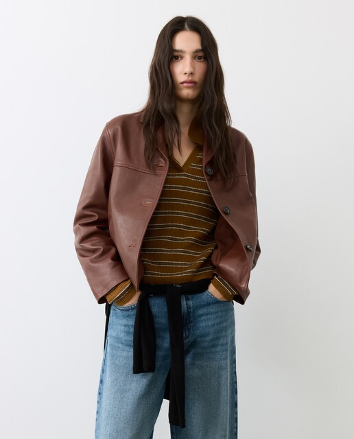 Imagen 0 de Chaqueta piel napa de mujer Camel