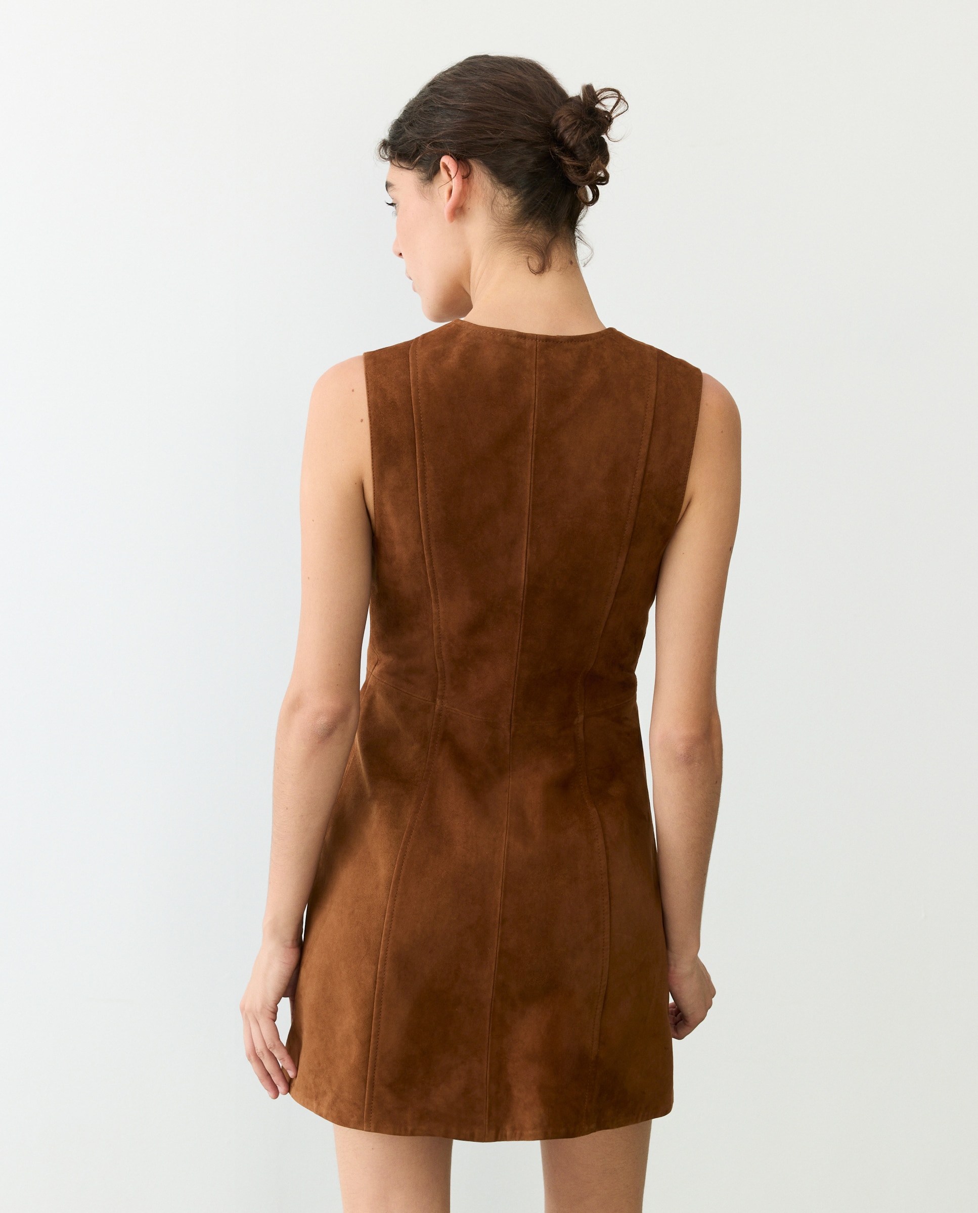 Vestido Cruzado de Camurça 730 Camel-3