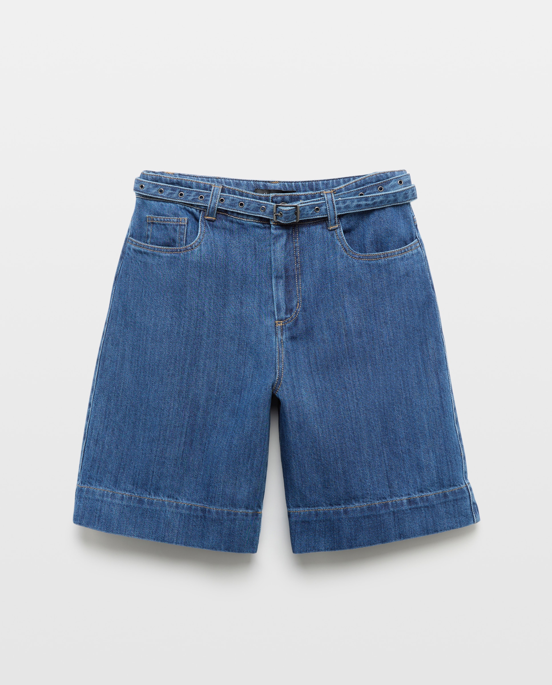 Bermudas de ganga com cinto Azul pálido-4