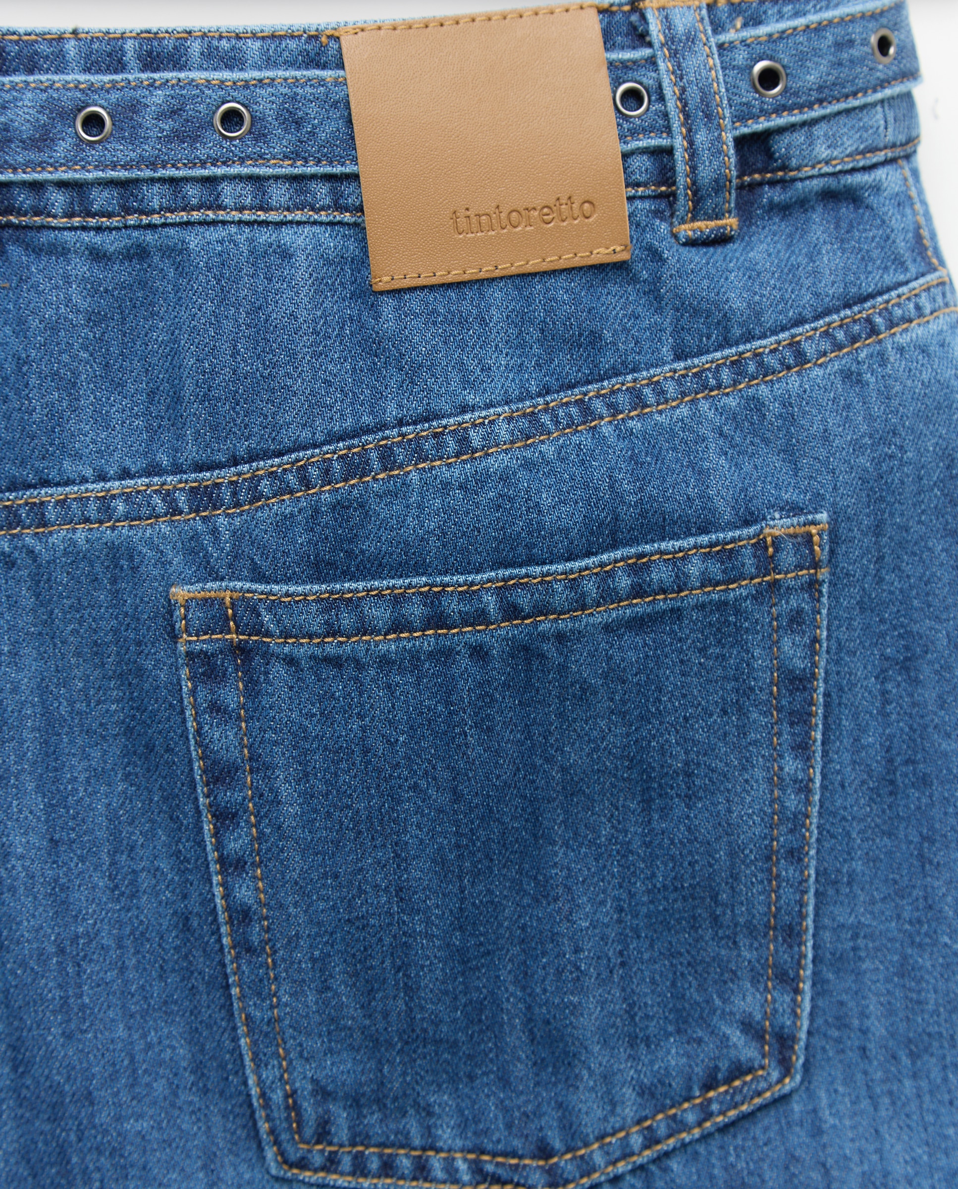 Bermudas de ganga com cinto Azul pálido-5