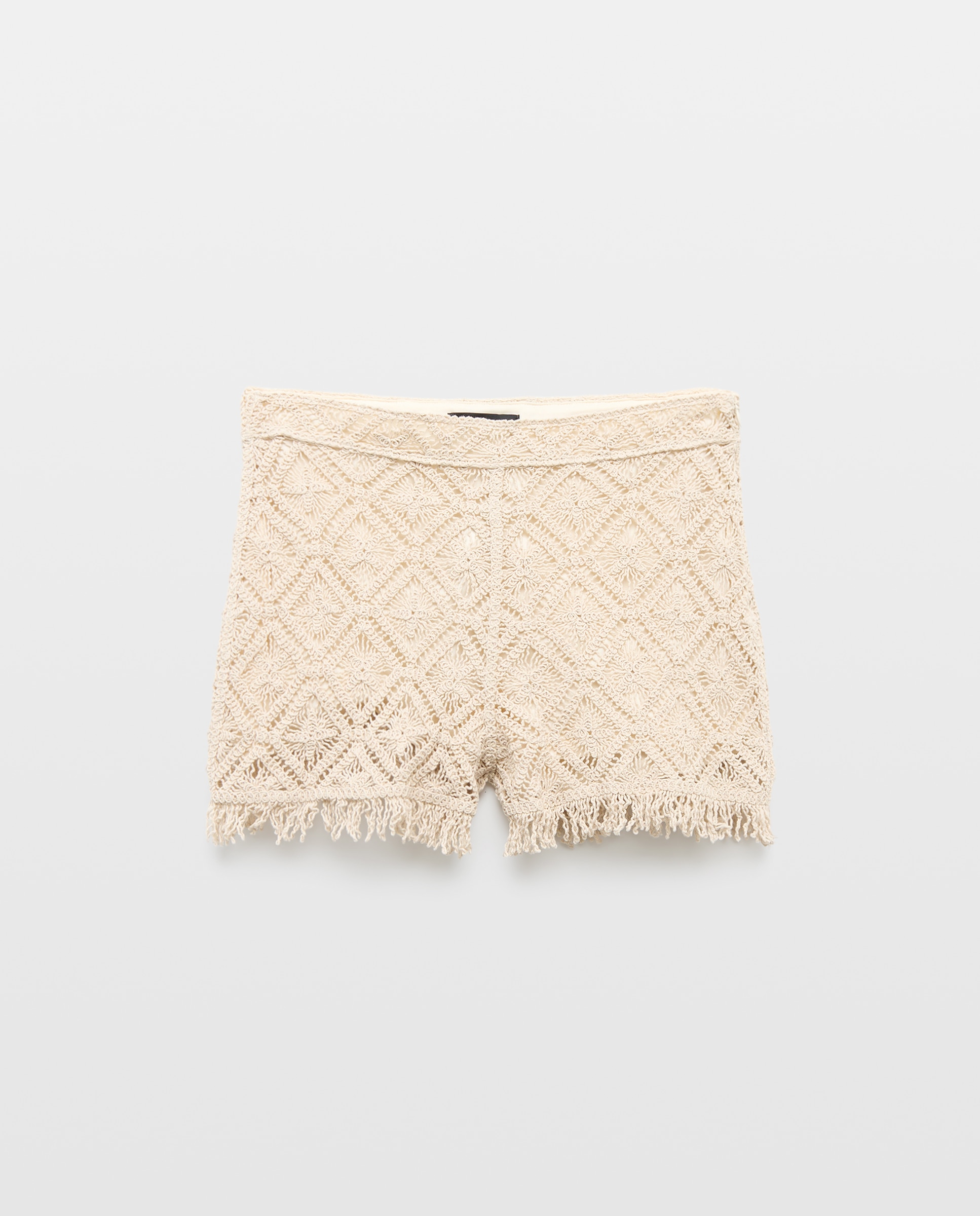 Calções de Crochet com Franjas 120 Cru-4
