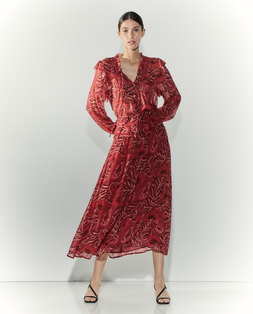 Falda midi chiffon de mujer estampado