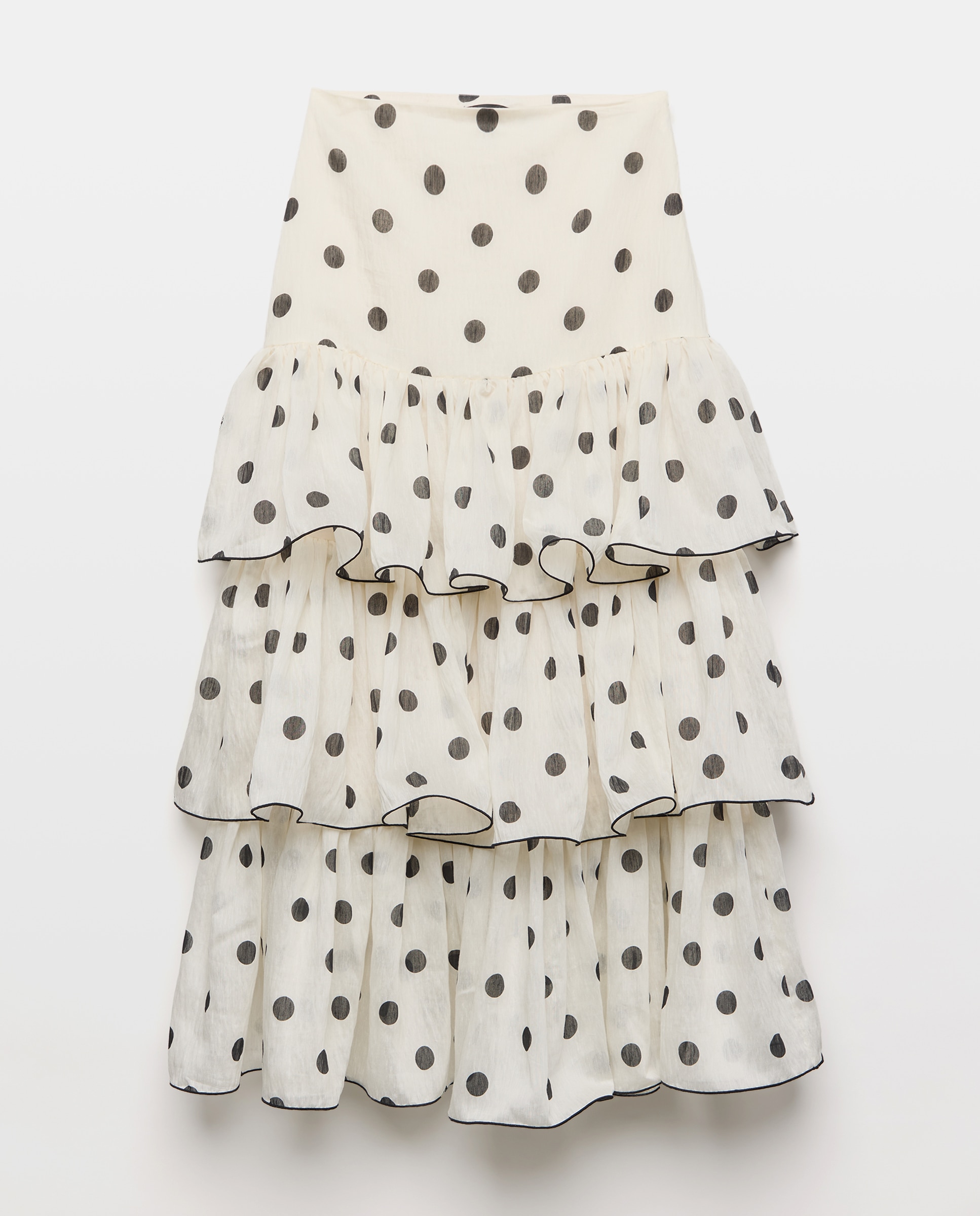 Saia midi com folhos Branco-5