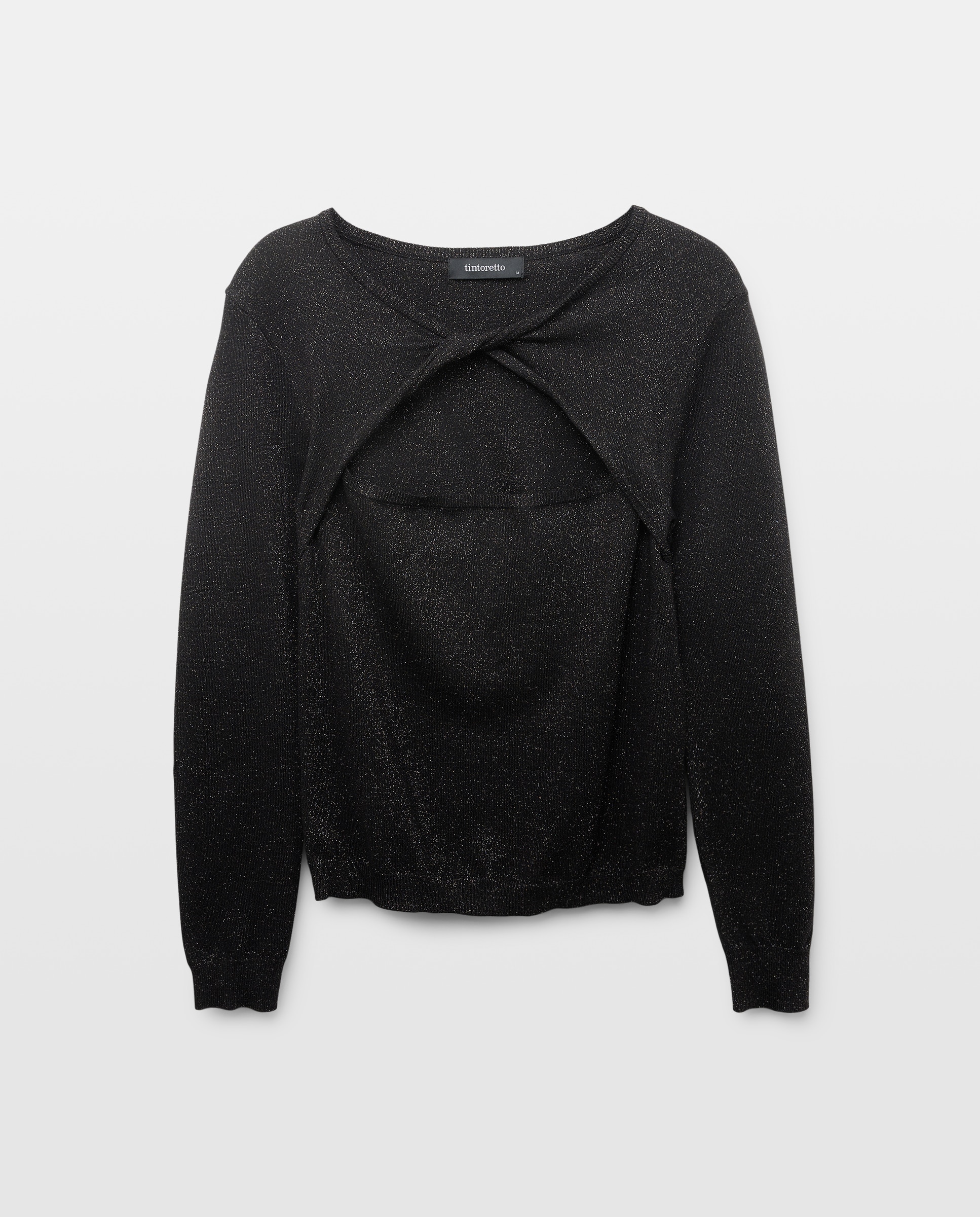 Camisola de Malha com Nó de Fio Metalizado Preto-5