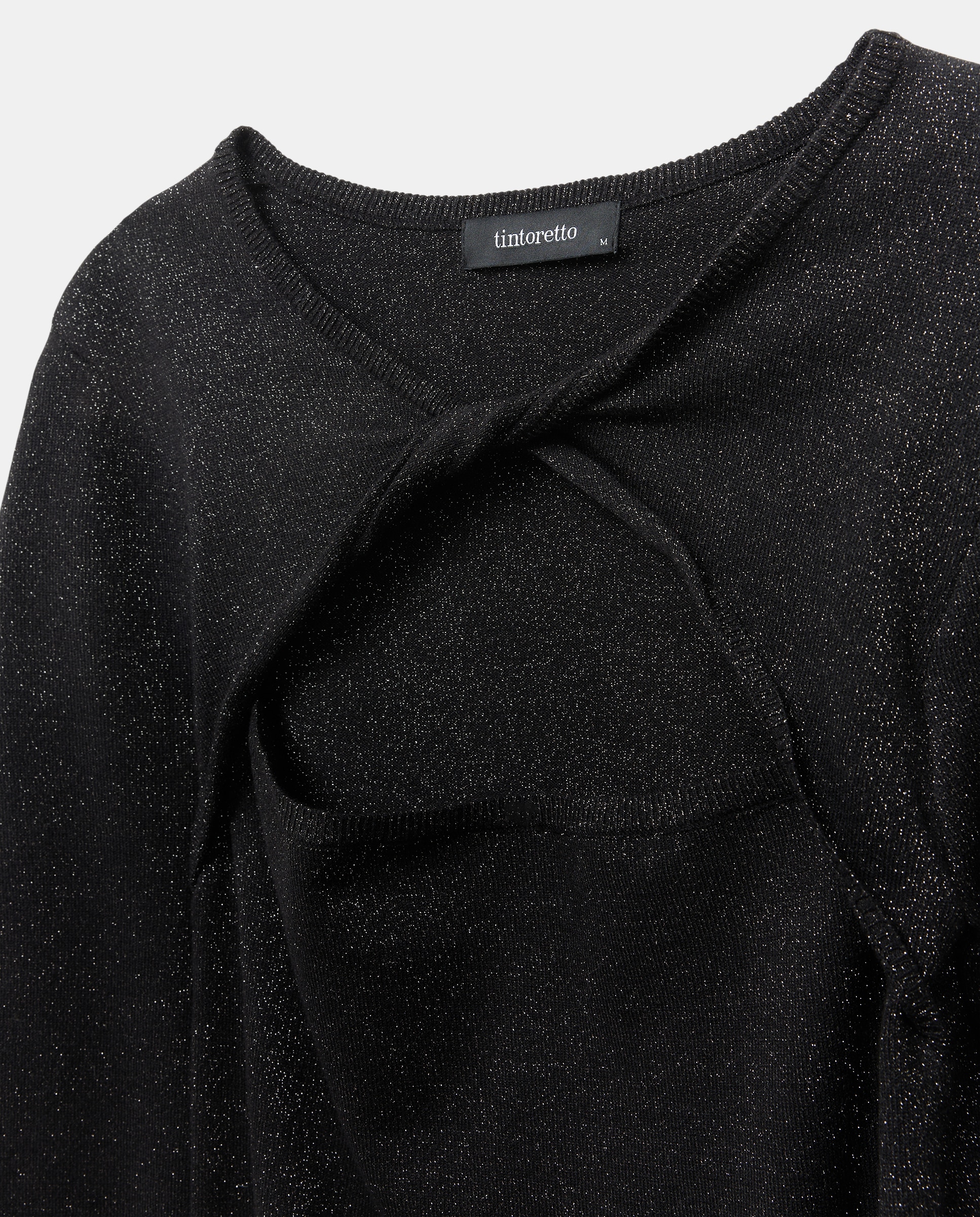 Camisola de Malha com Nó de Fio Metalizado Preto-6