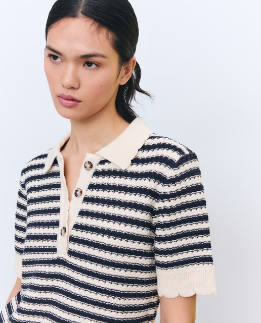 Jersey de mujer con cuello polo y zigzag