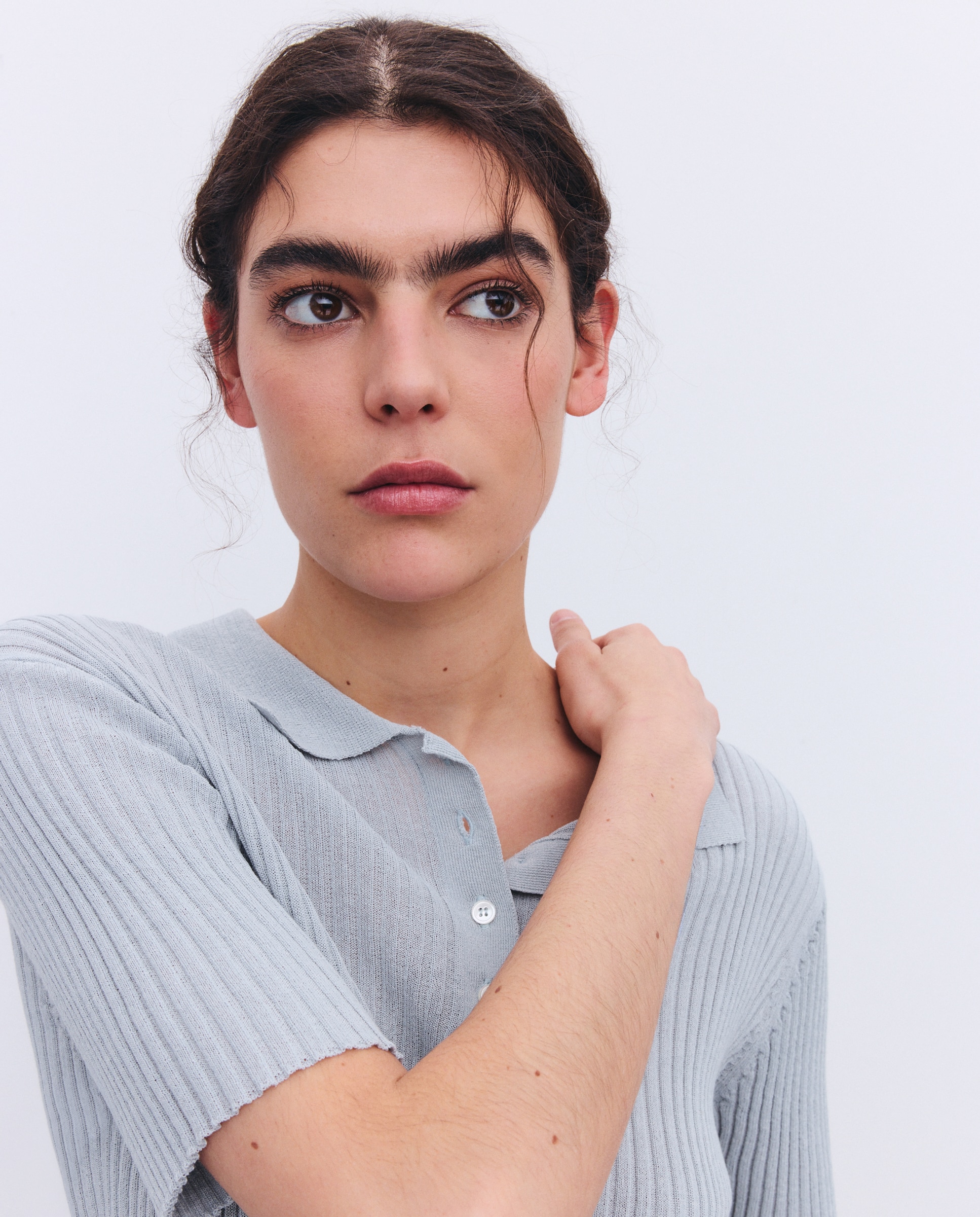 Camisola de Malha com Colarinho de Polo e Manga Curta 400 Azul-2