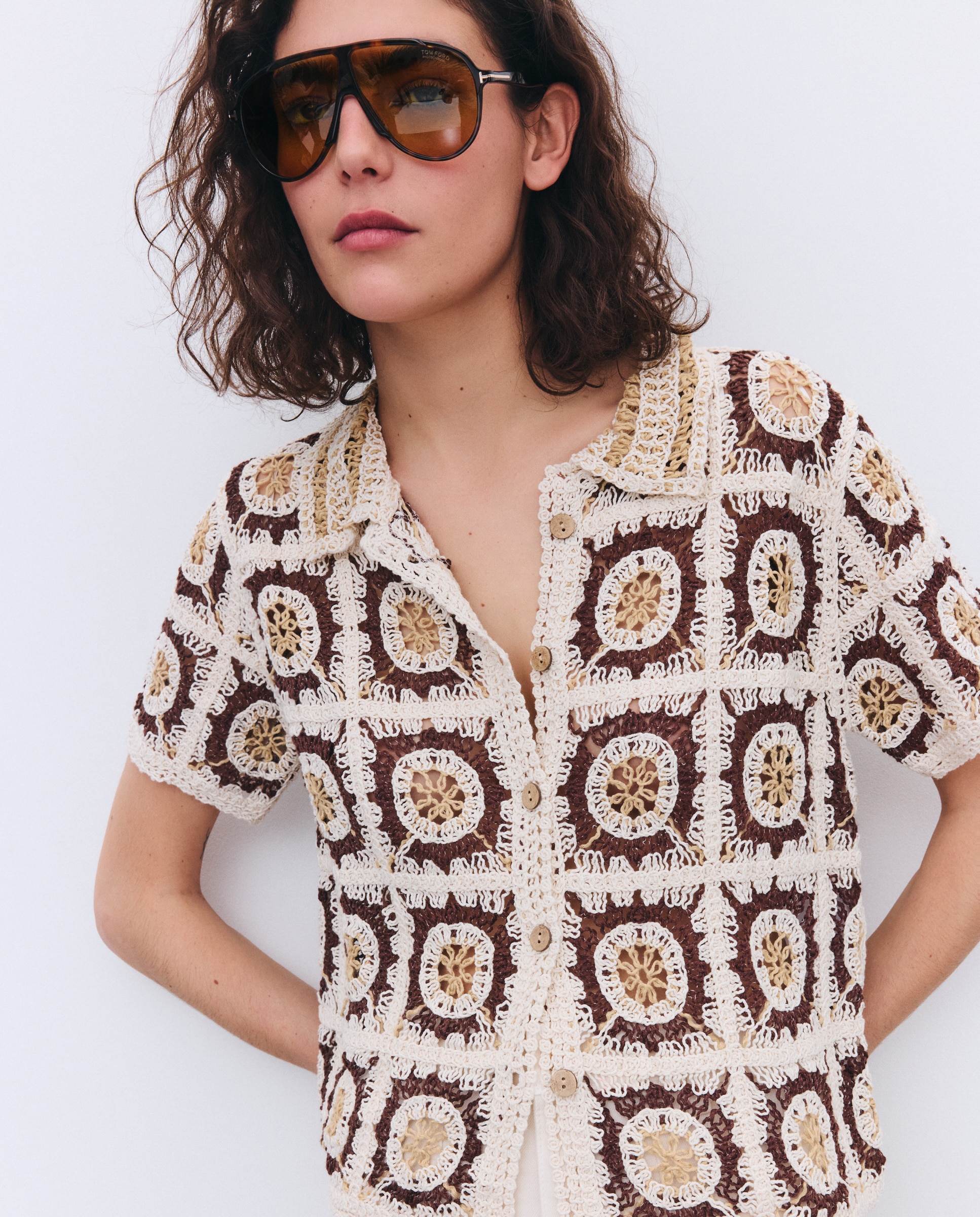Imagem 0 de Camisola de Malha de Crochet com Fantasia e Manga Curta