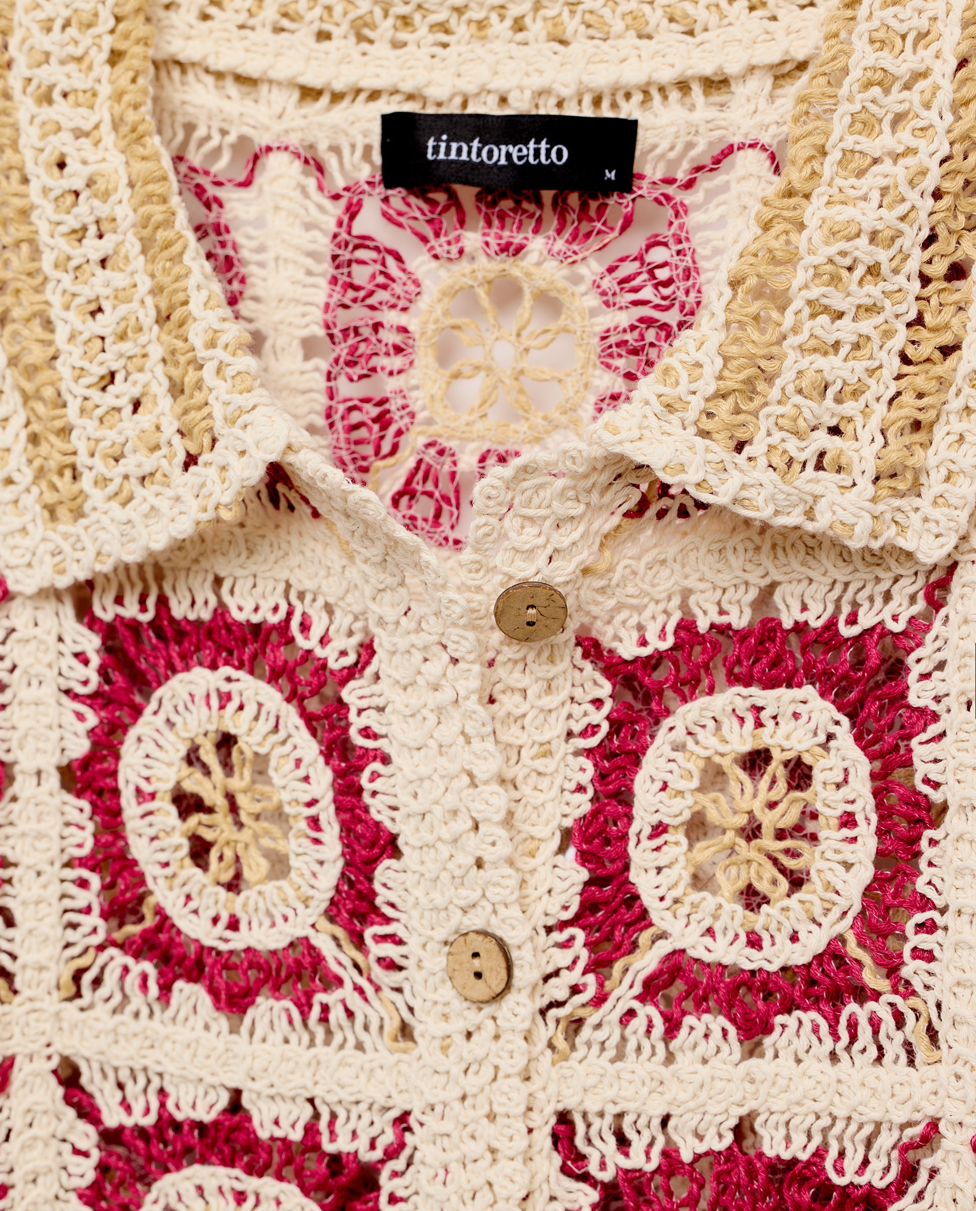 Camisola de Malha de Crochet com Fantasia e Manga Curta Ameixa-6