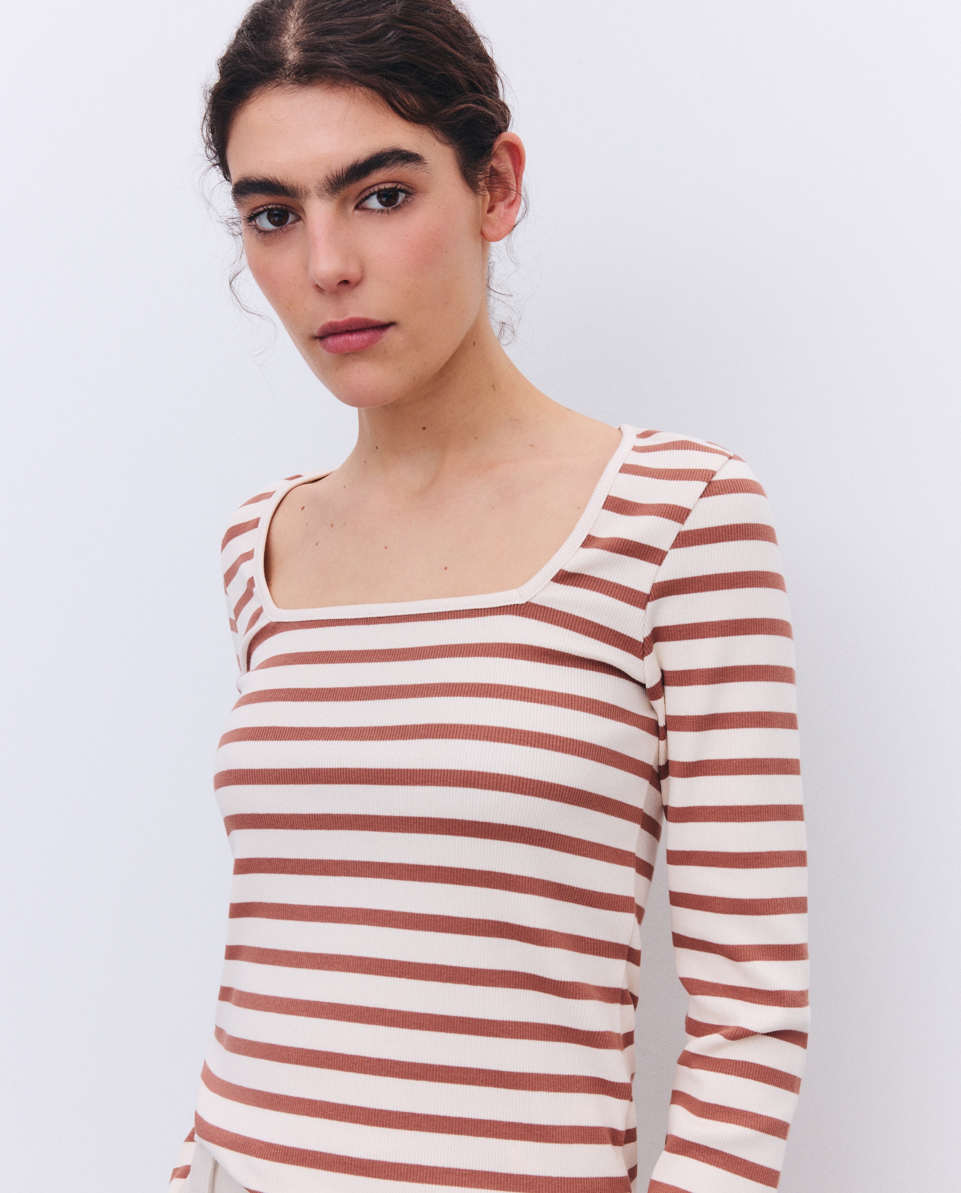 Camiseta de mujer manga larga rayas - Tintoretto - 770 Terracota 770 Terracota-1
